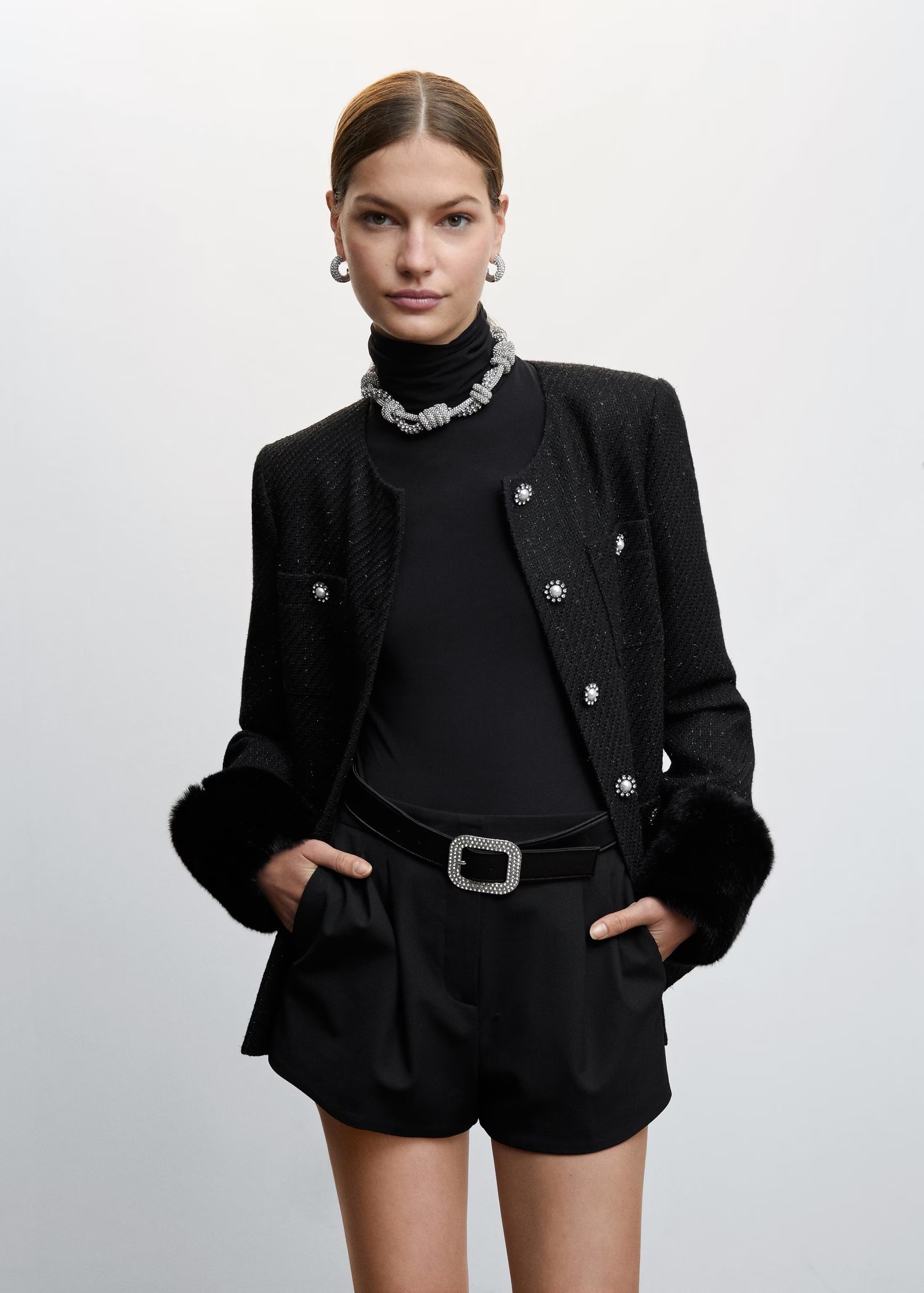 Faceted crystal buckle belt