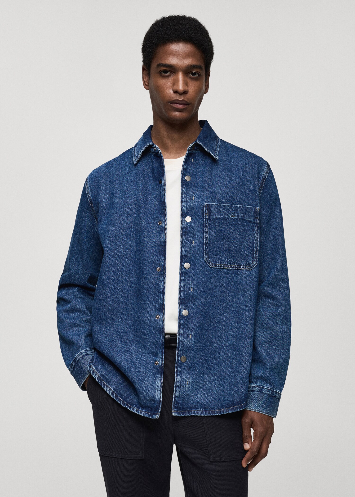 Denim overshirt with pocket
