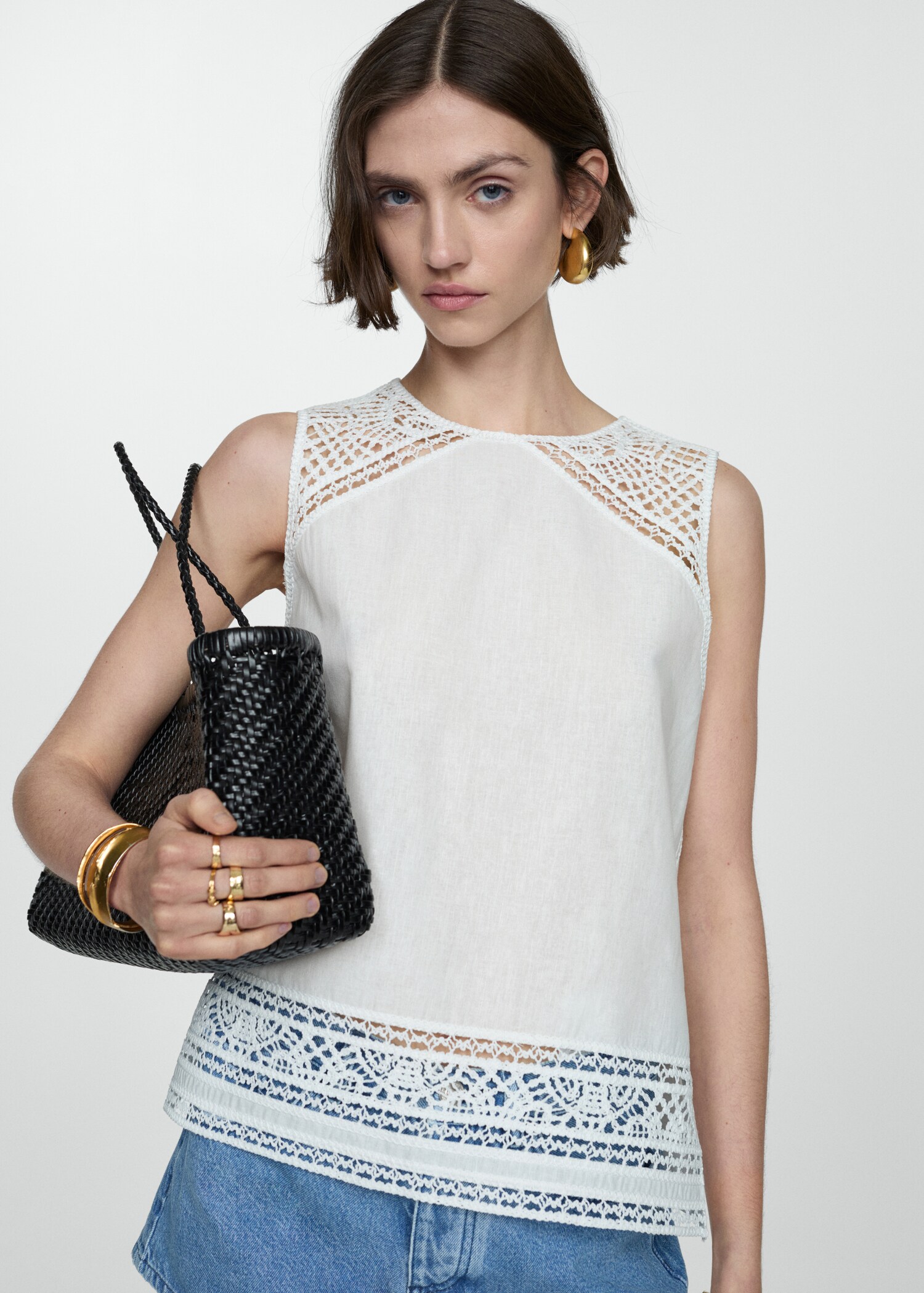 Embroidered cotton top
