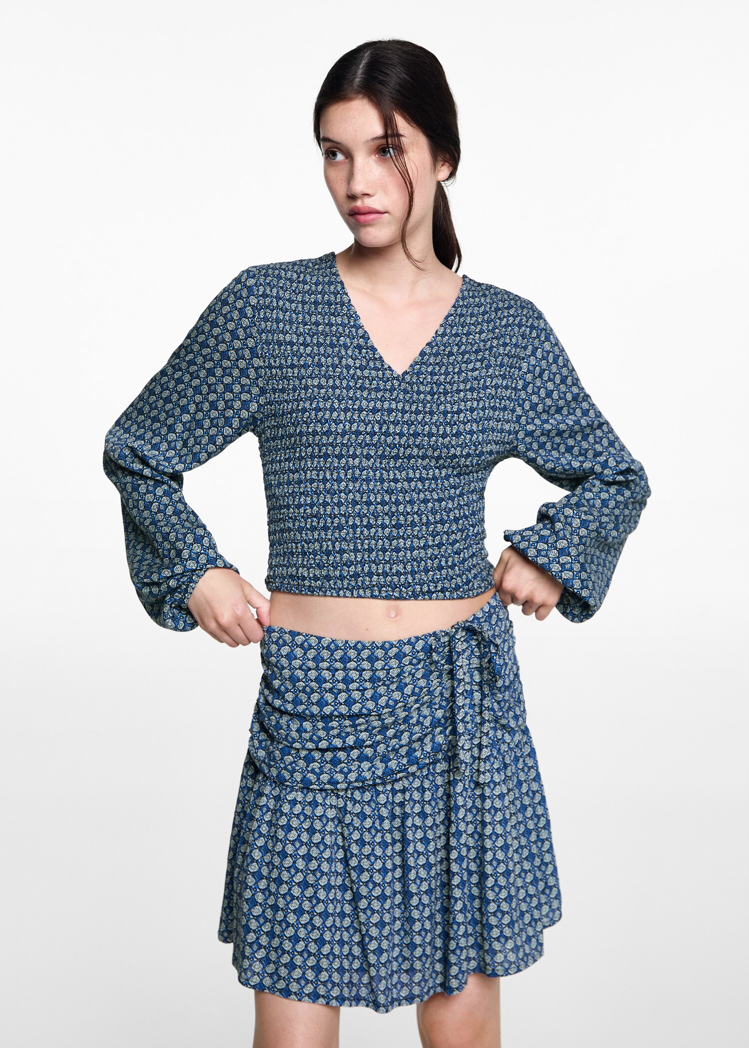 Printed pleated skirt