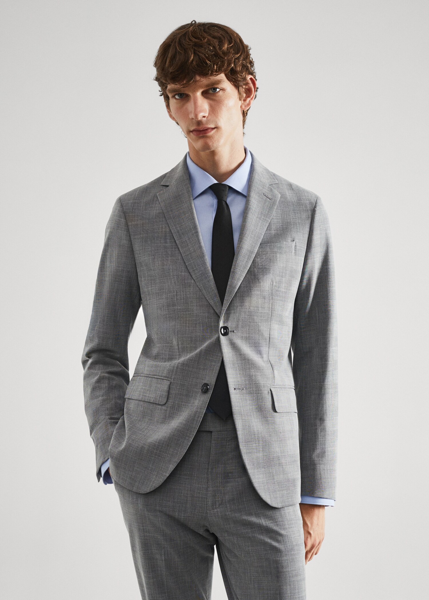Stretch fabric slim-fit printed suit jacket