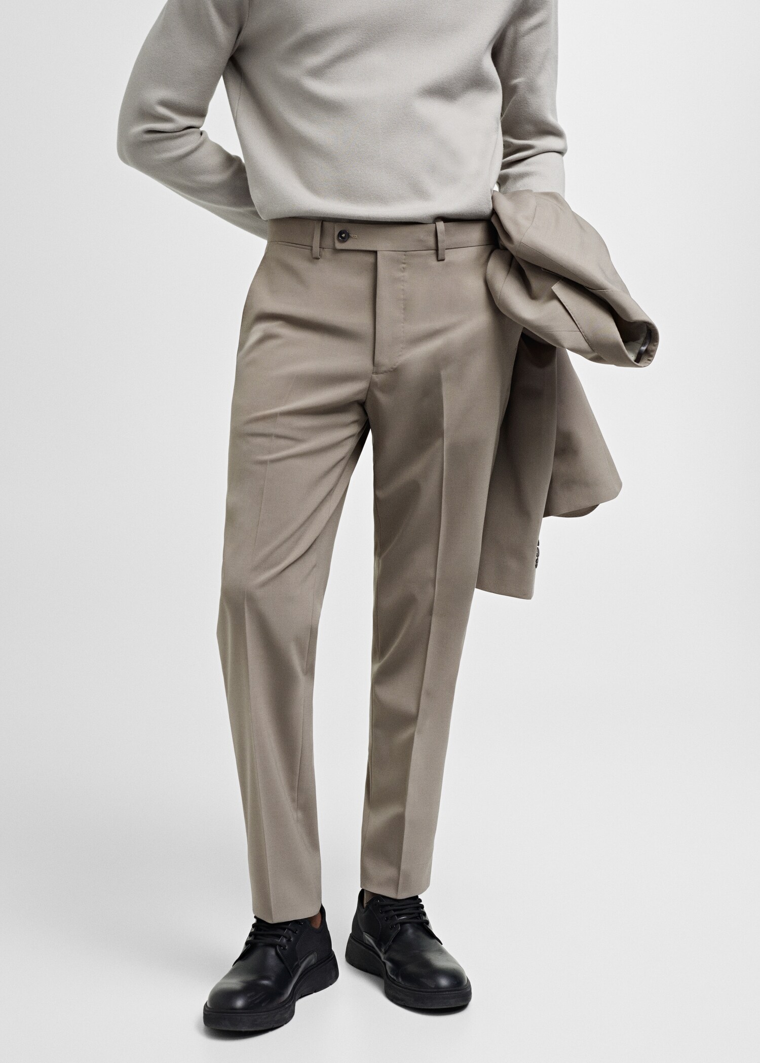 Slim fit wool suit pants