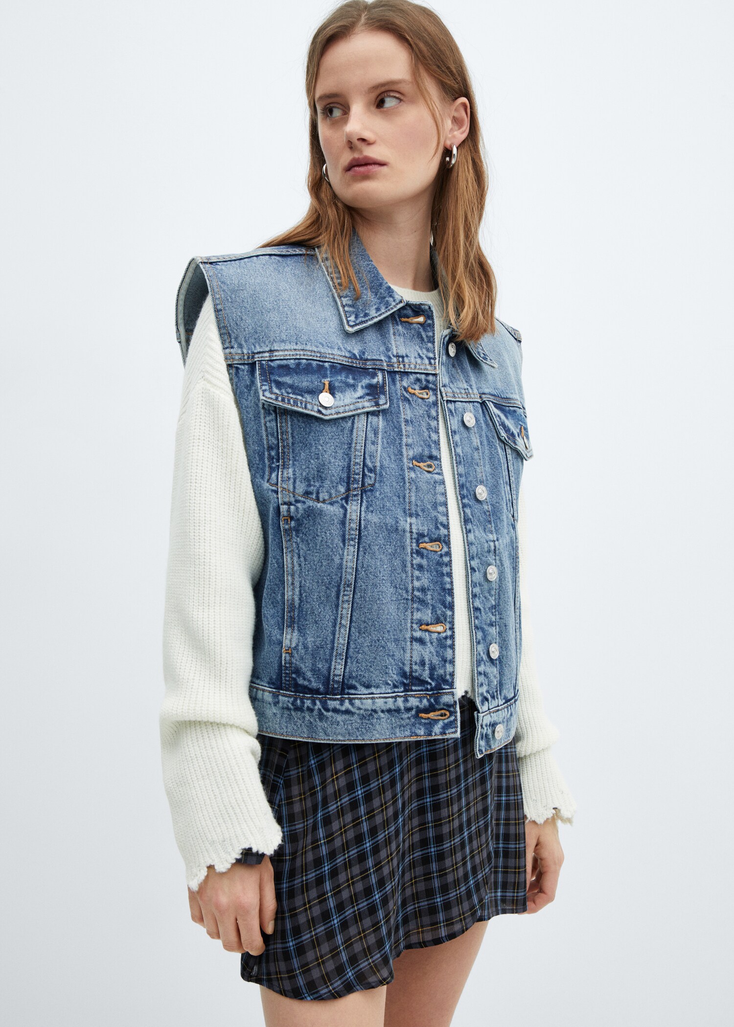 Oversized denim gilet