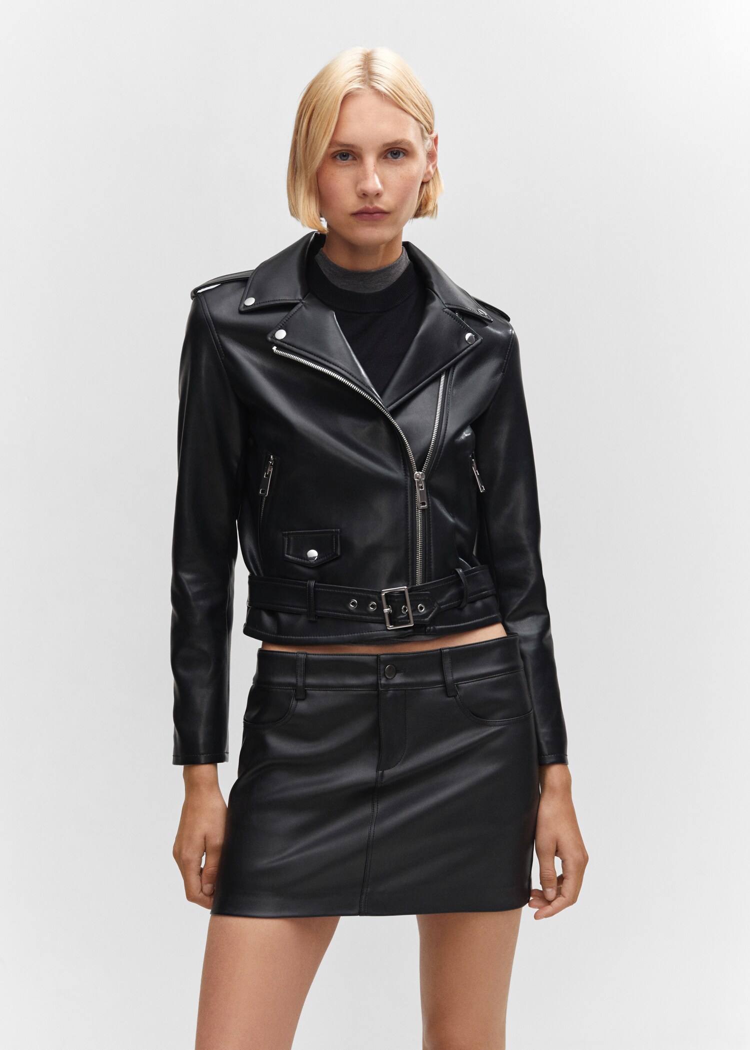 Leather-effect biker jacket