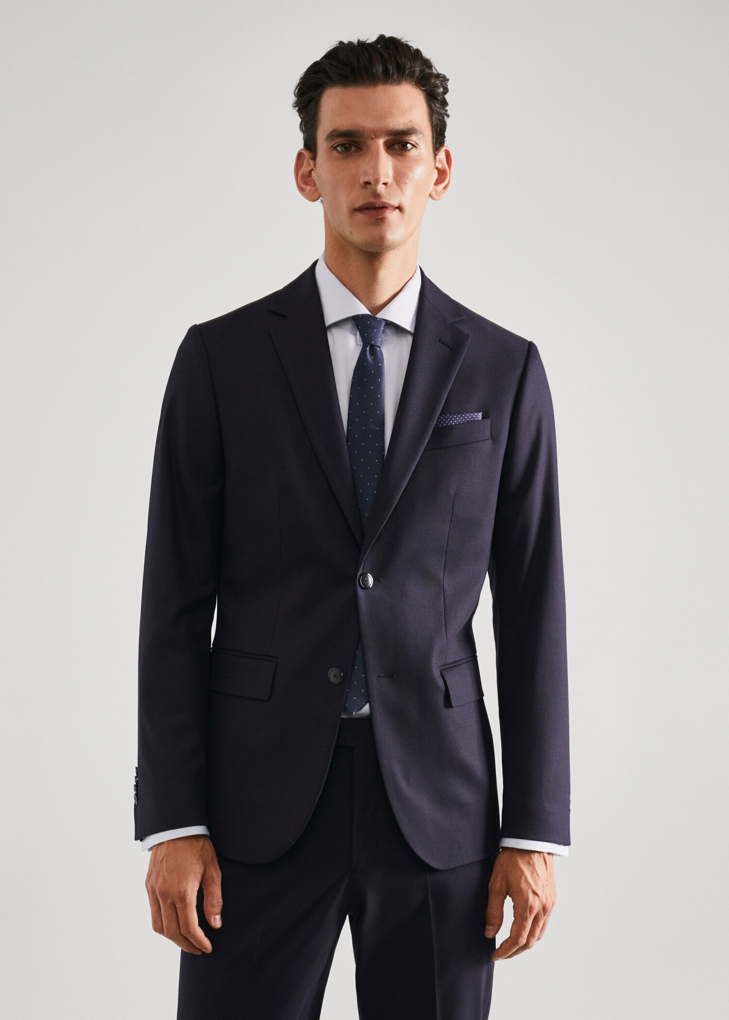 Slim-fit wool suit jacket