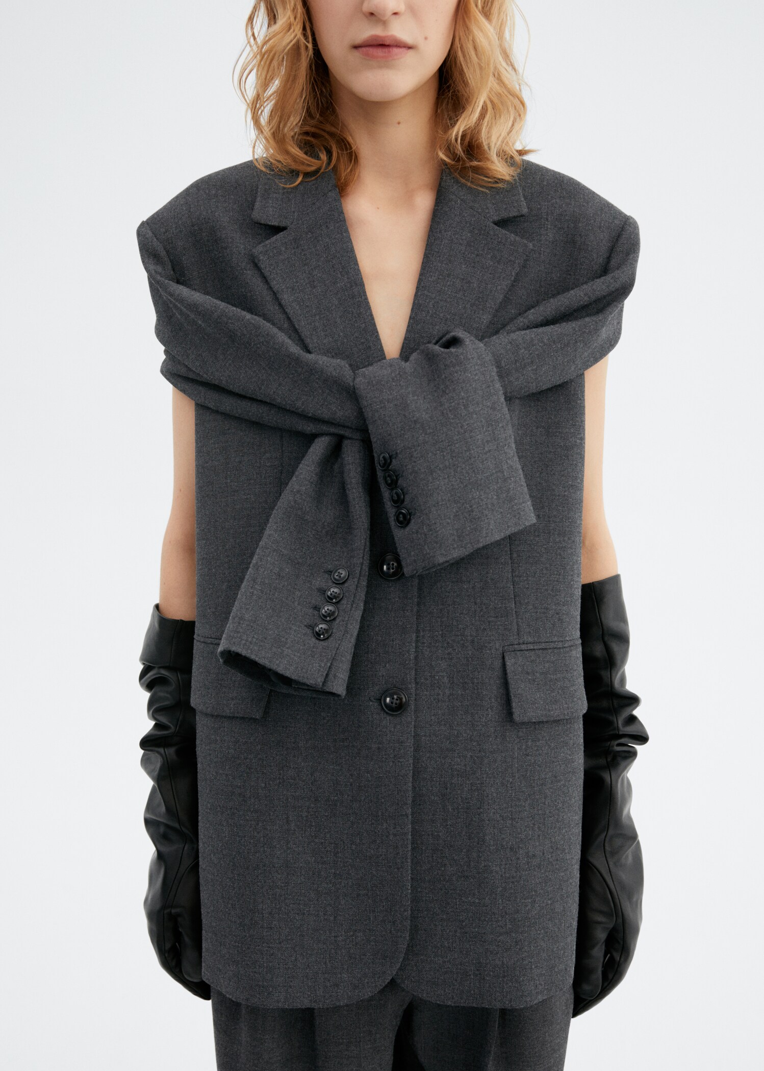 Tailored jacket with open zip sleeves