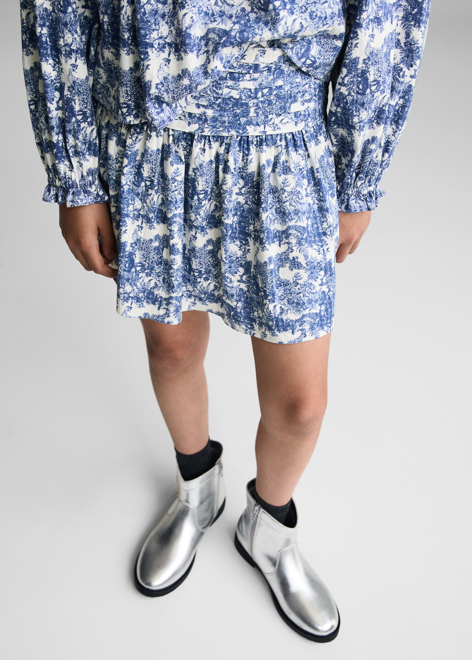 Printed pleated skirt