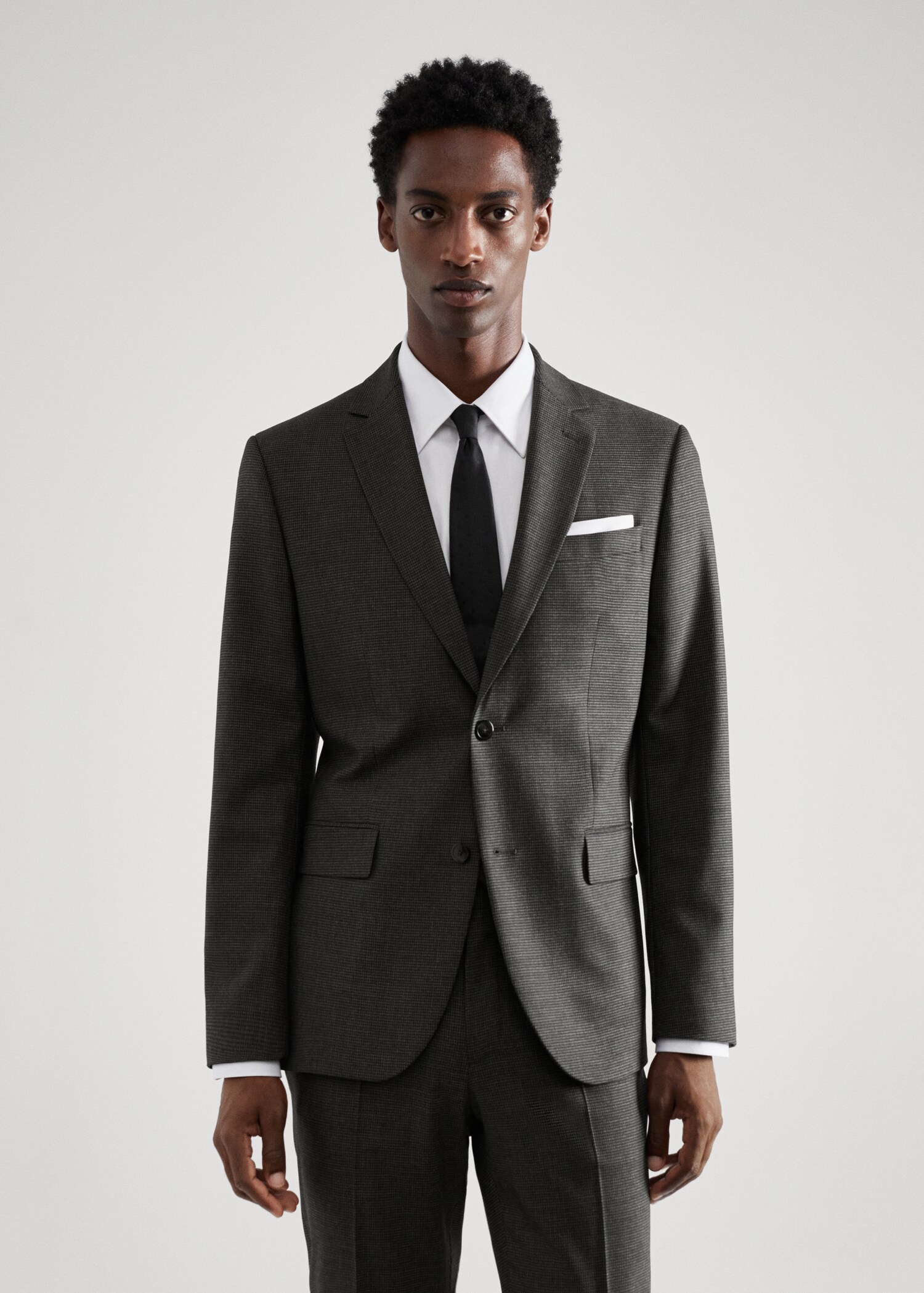 Slim-fit houndstooth wool suit jacket