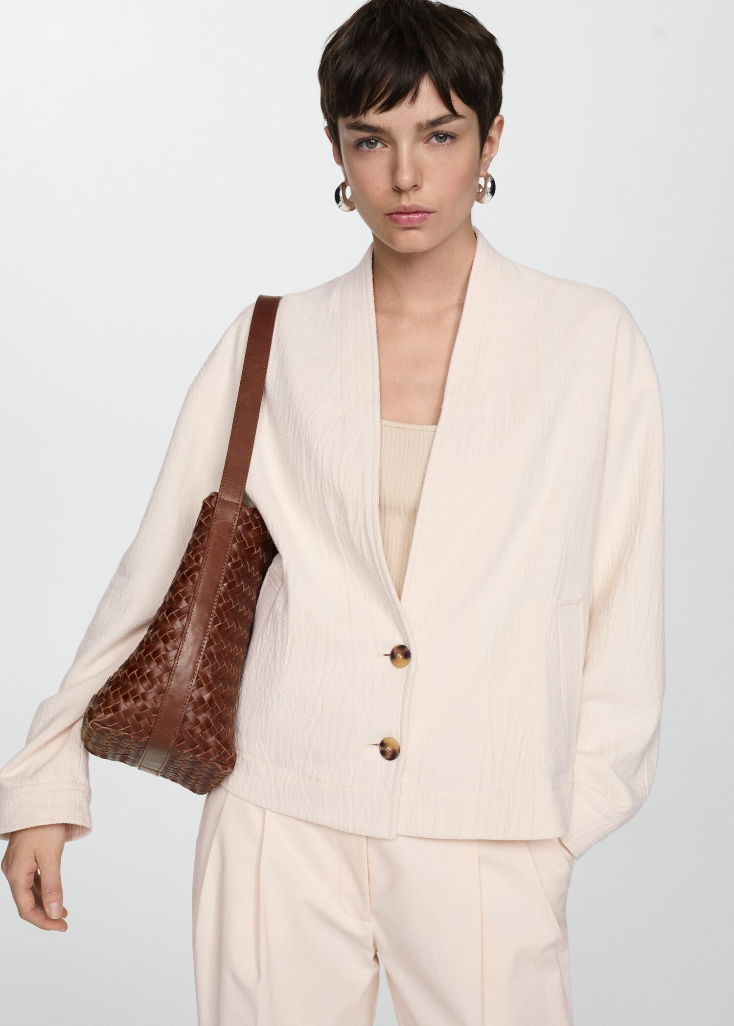 V-neck cotton jacket