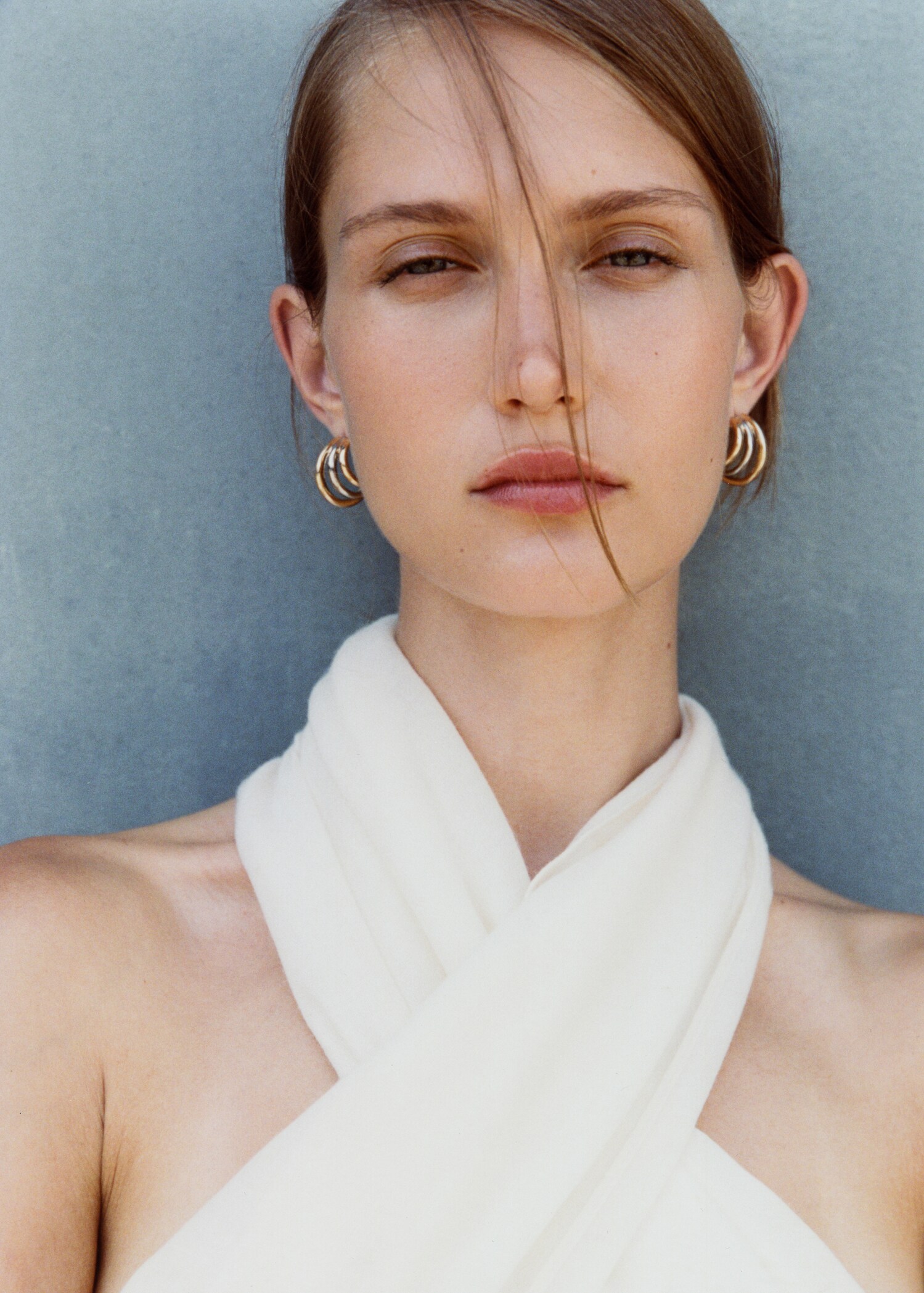 Triple-hoop combined earrings