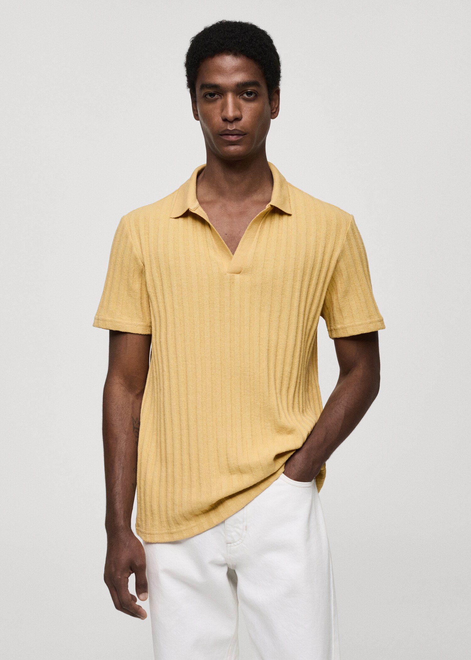 Regular-fit ribbed cotton polo shirt