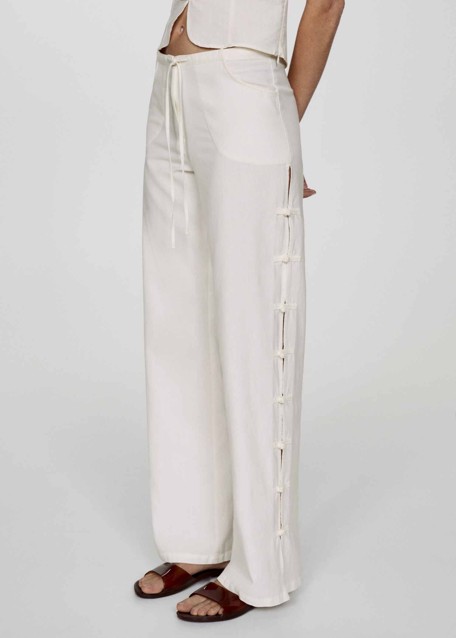 Wide leg pants with buttons