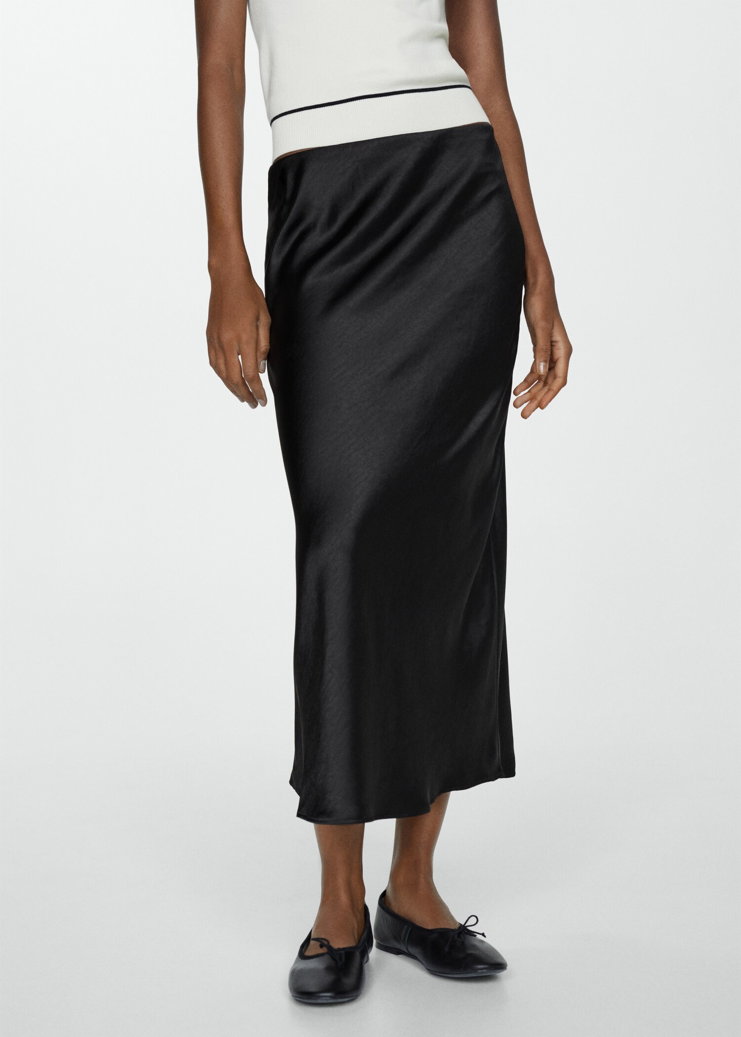 Midi satin skirt