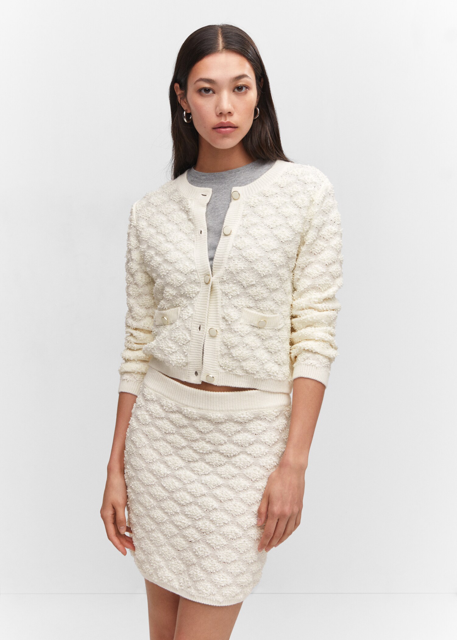 Textured knitted miniskirt