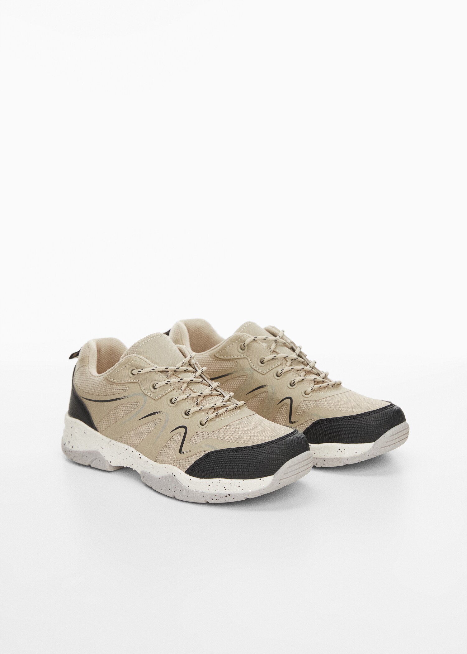 Lace-up mixed sneakers