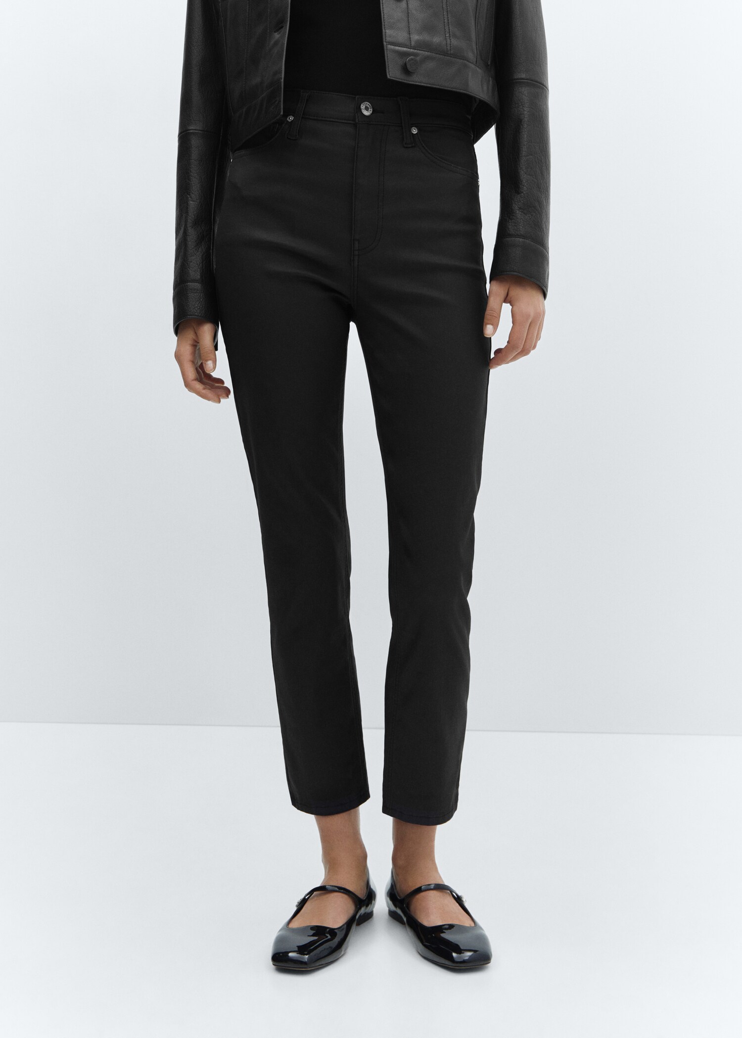 Claudia waxed slim-fit cropped jeans