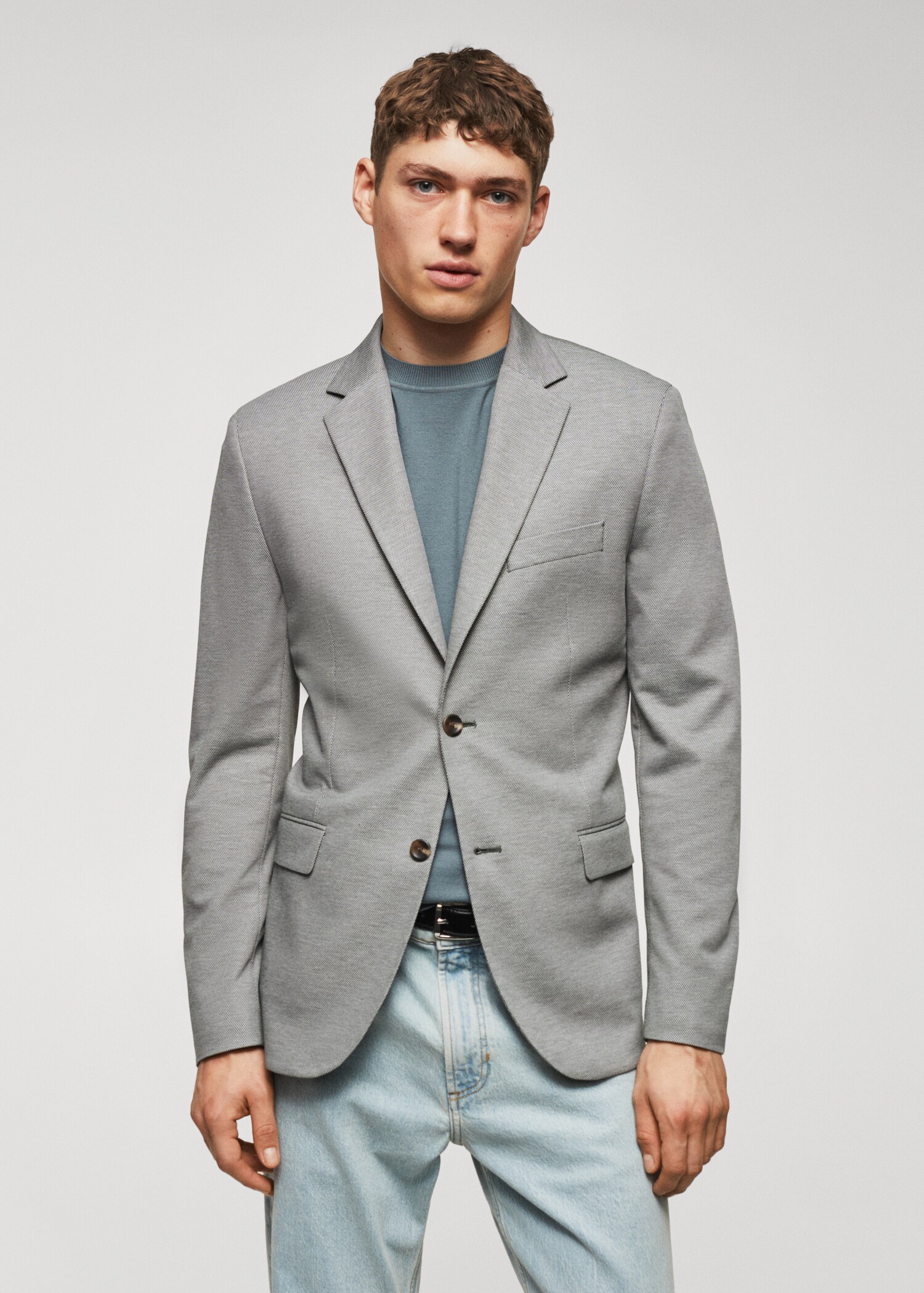 Slim fit microstructure blazer