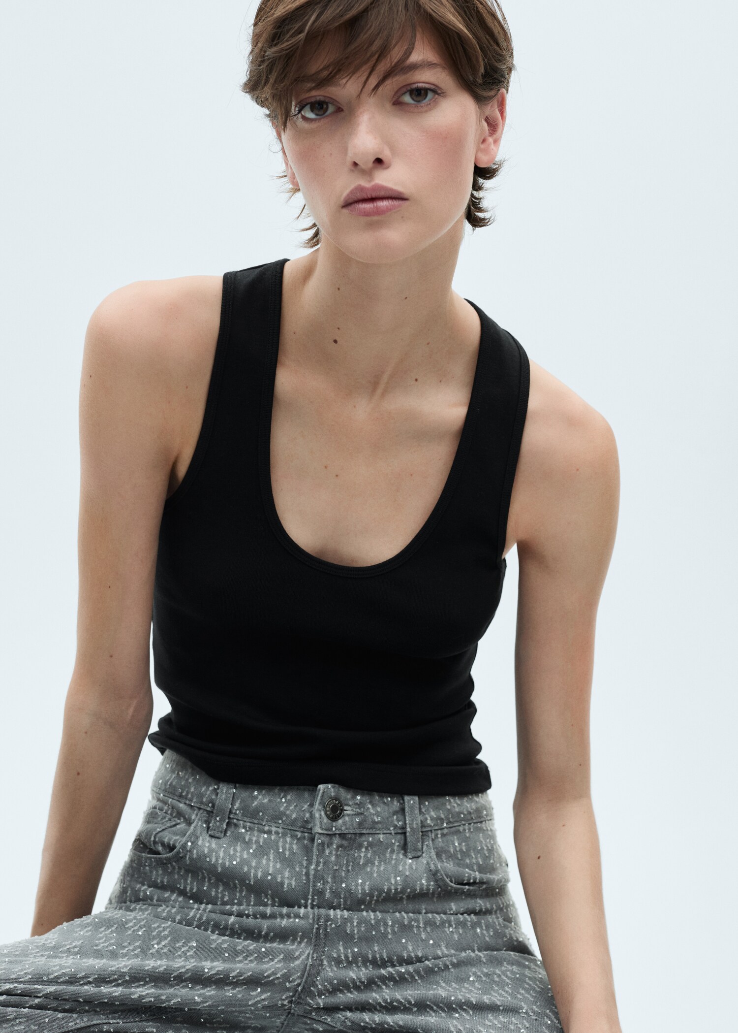 Cotton top with wide straps