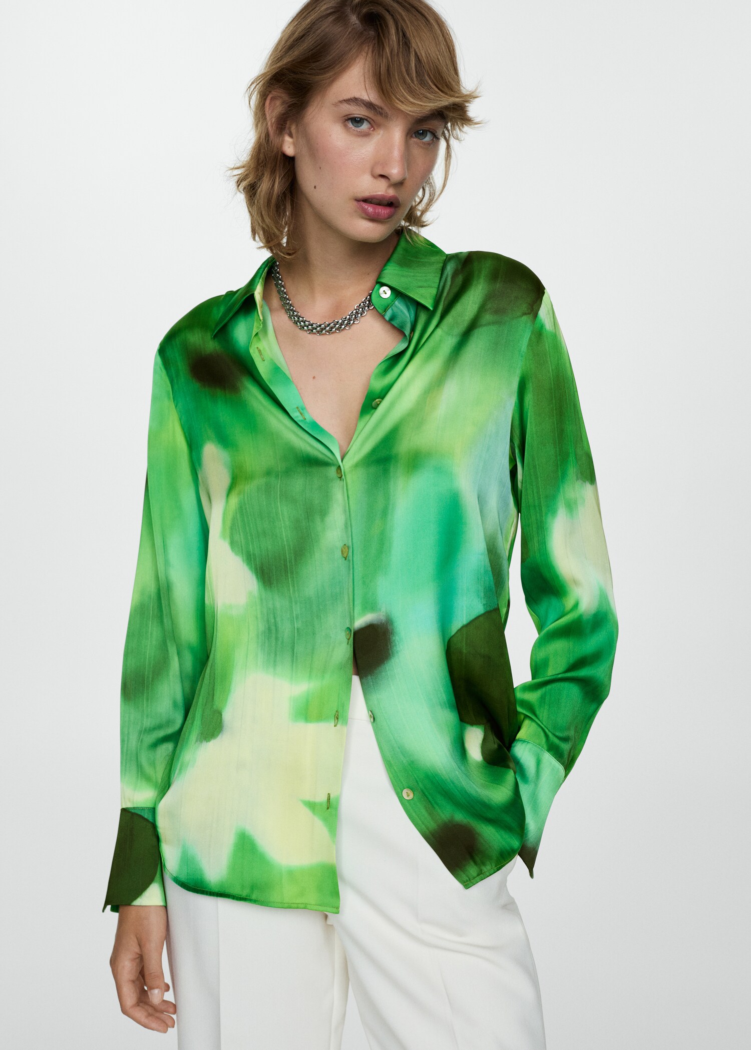Satin print shirt