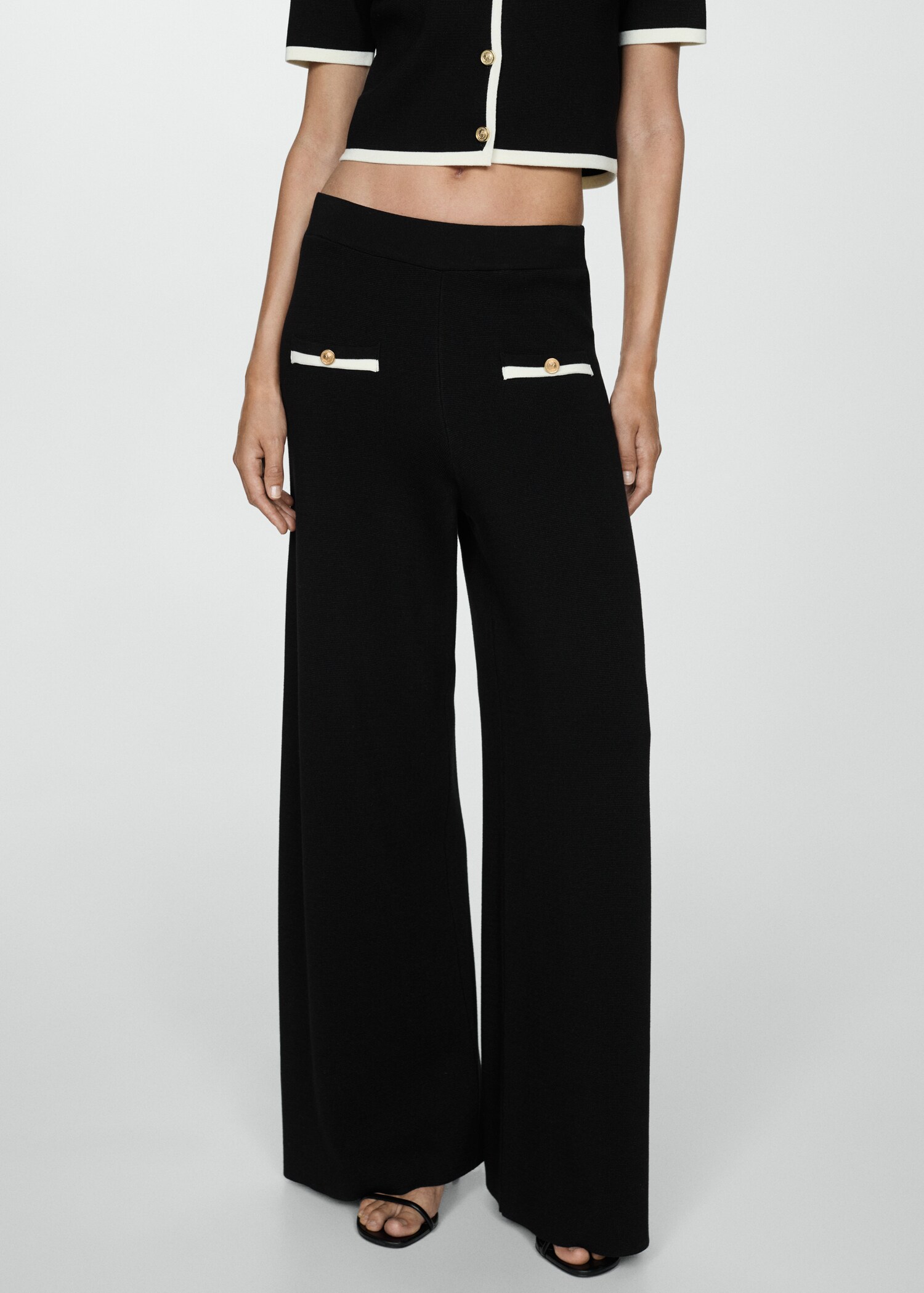 Straight-fit pants with contrasting piping