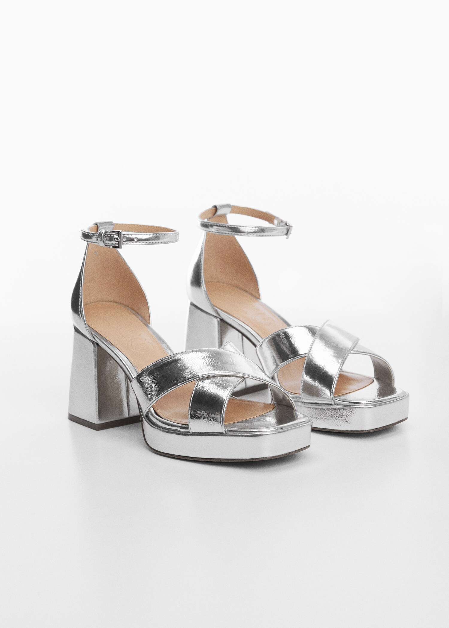 Metallic heel sandals