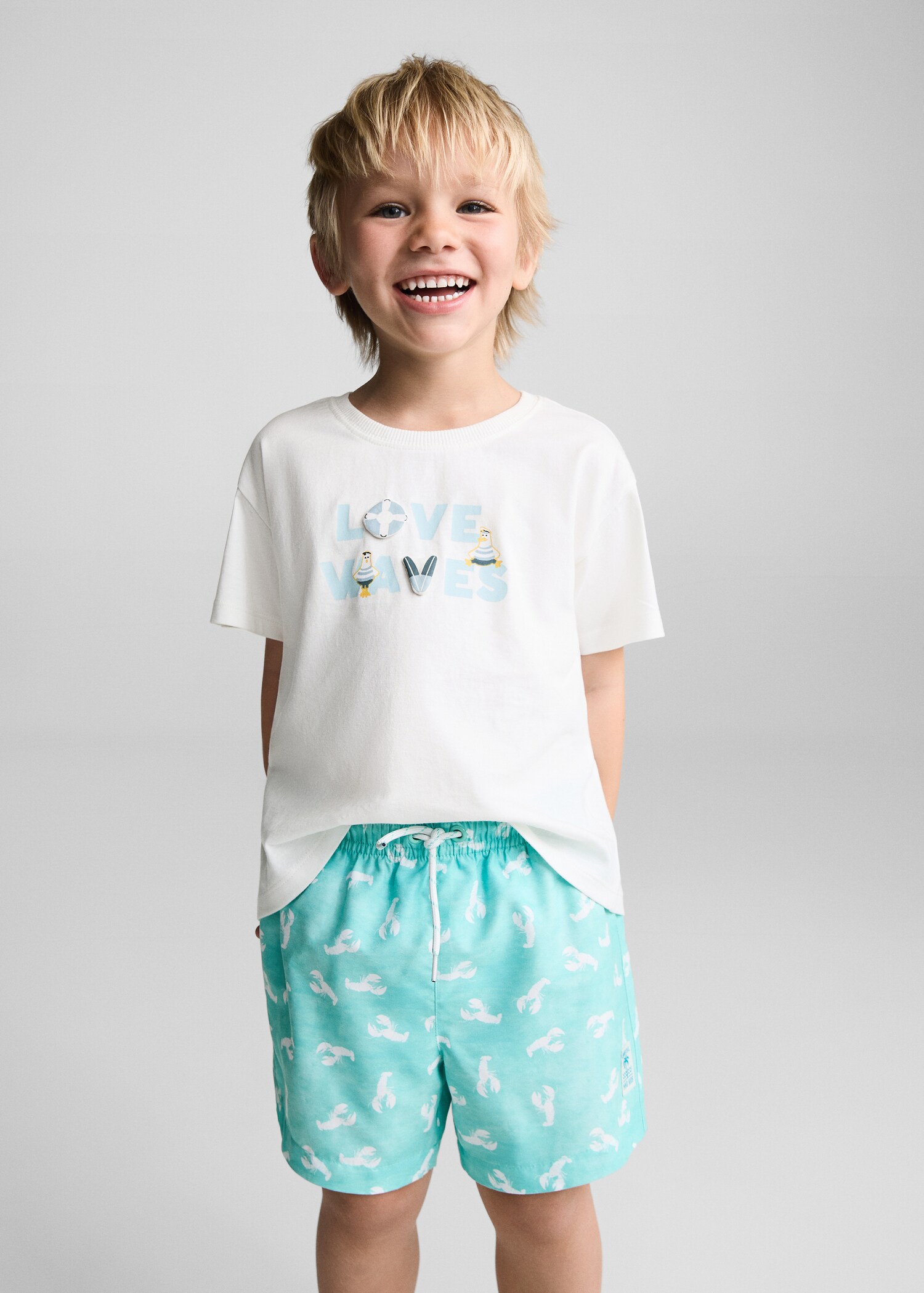 Lobster-print swimming costume