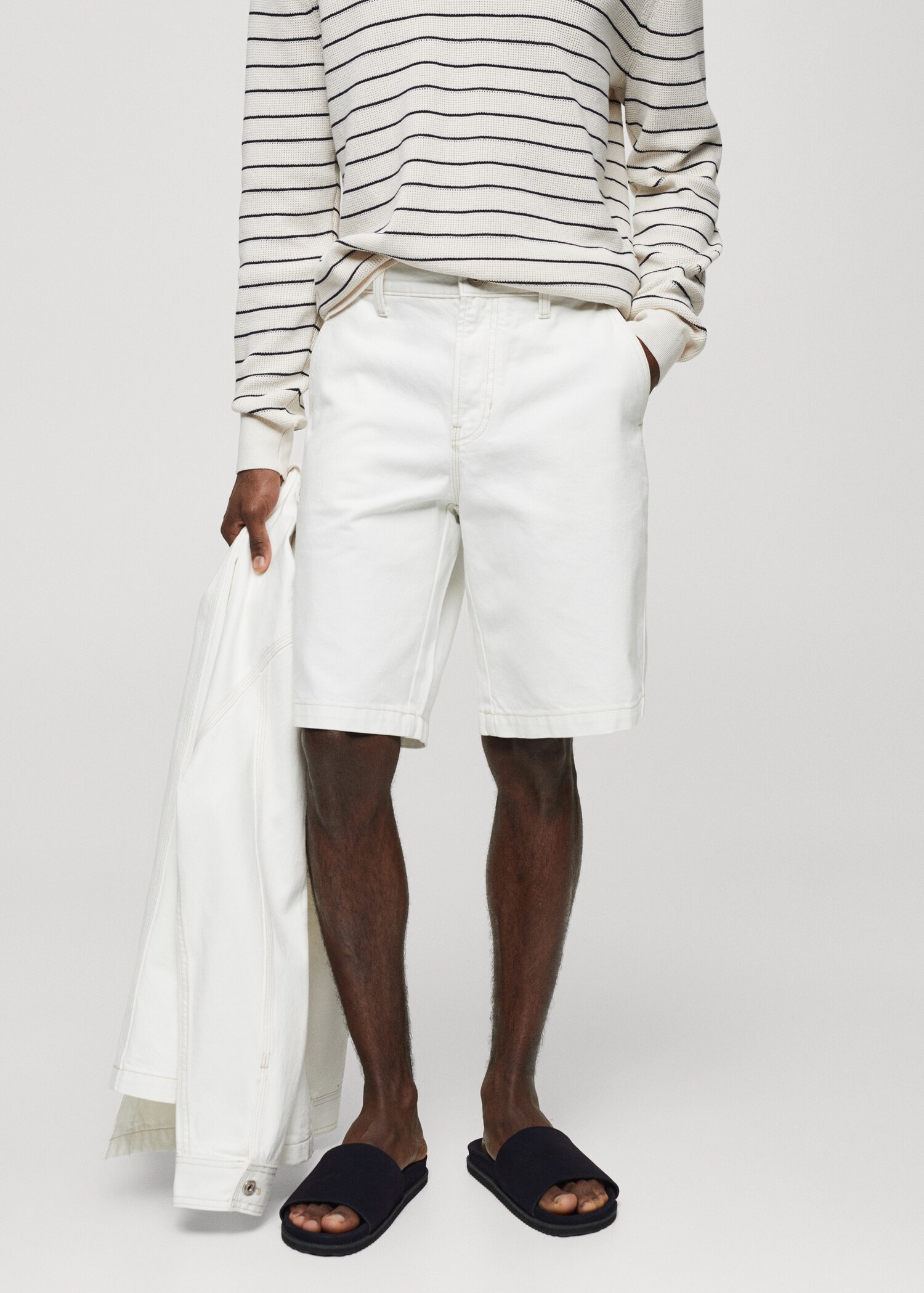 Cotton denim bermuda shorts