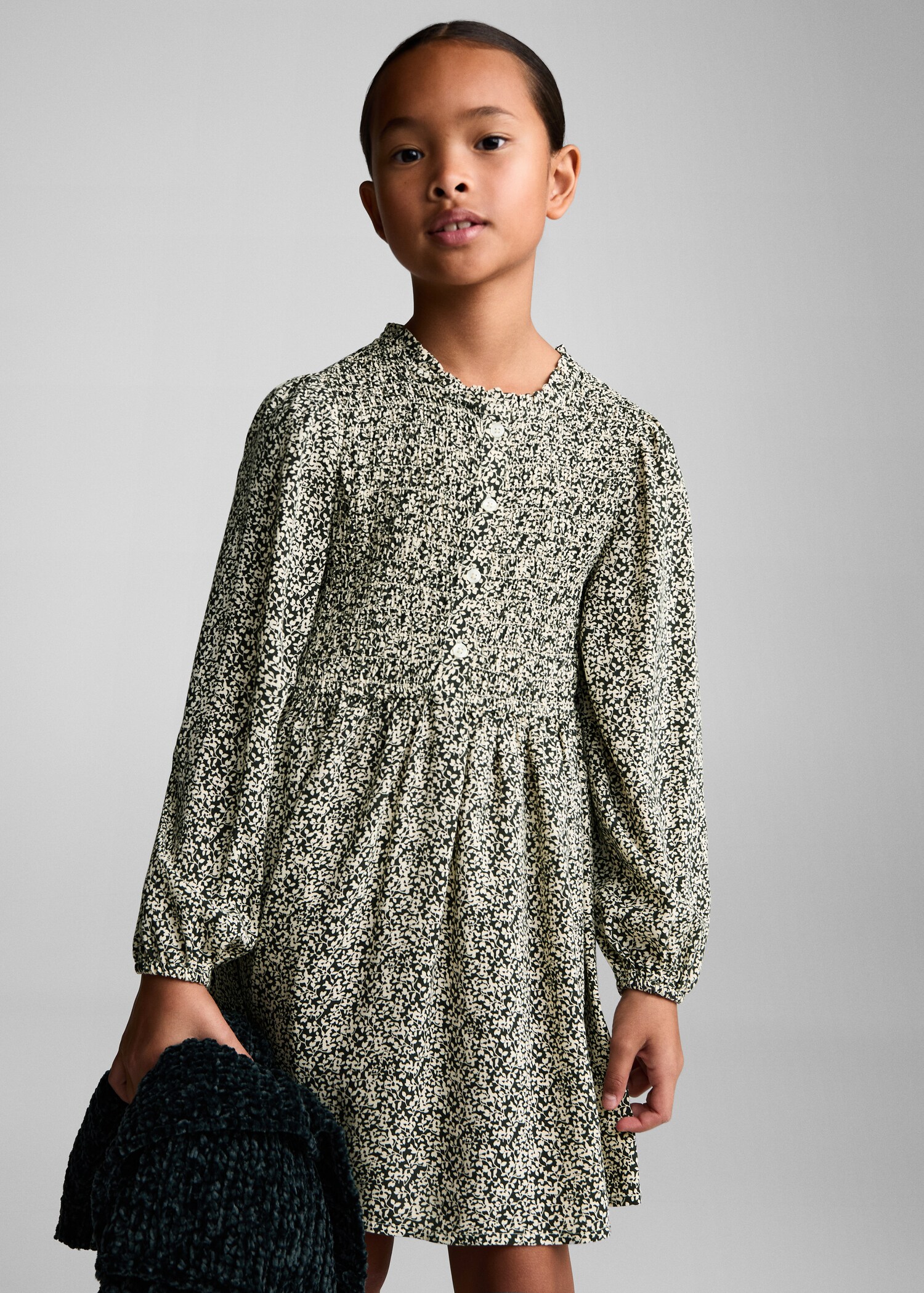 Buttoned printed dress
