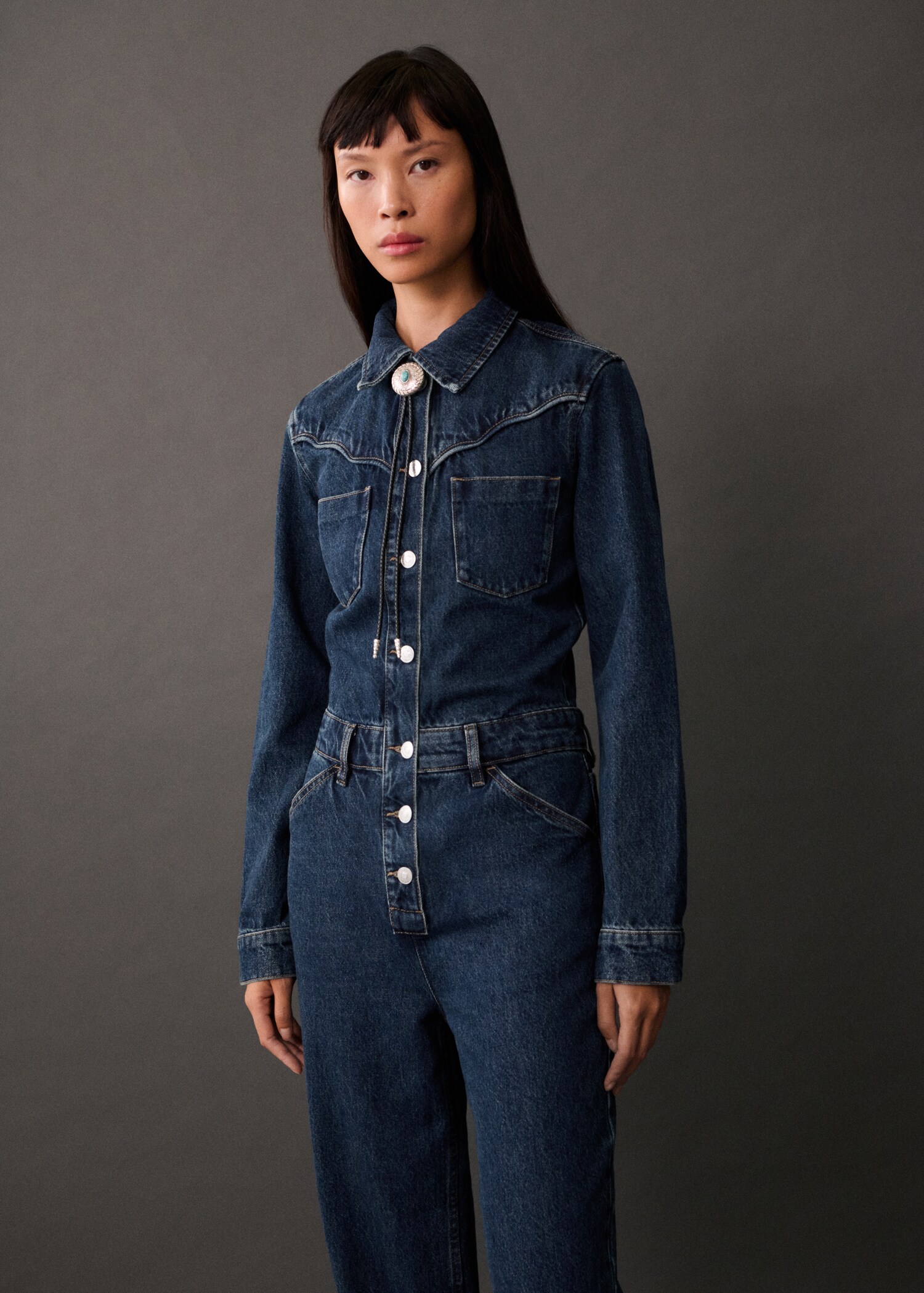 Long denim jumpsuit