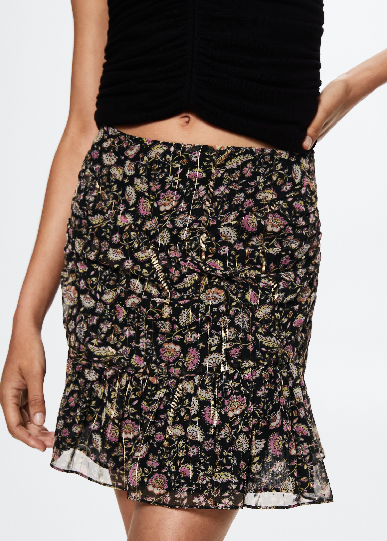 Ruffled lurex skirt