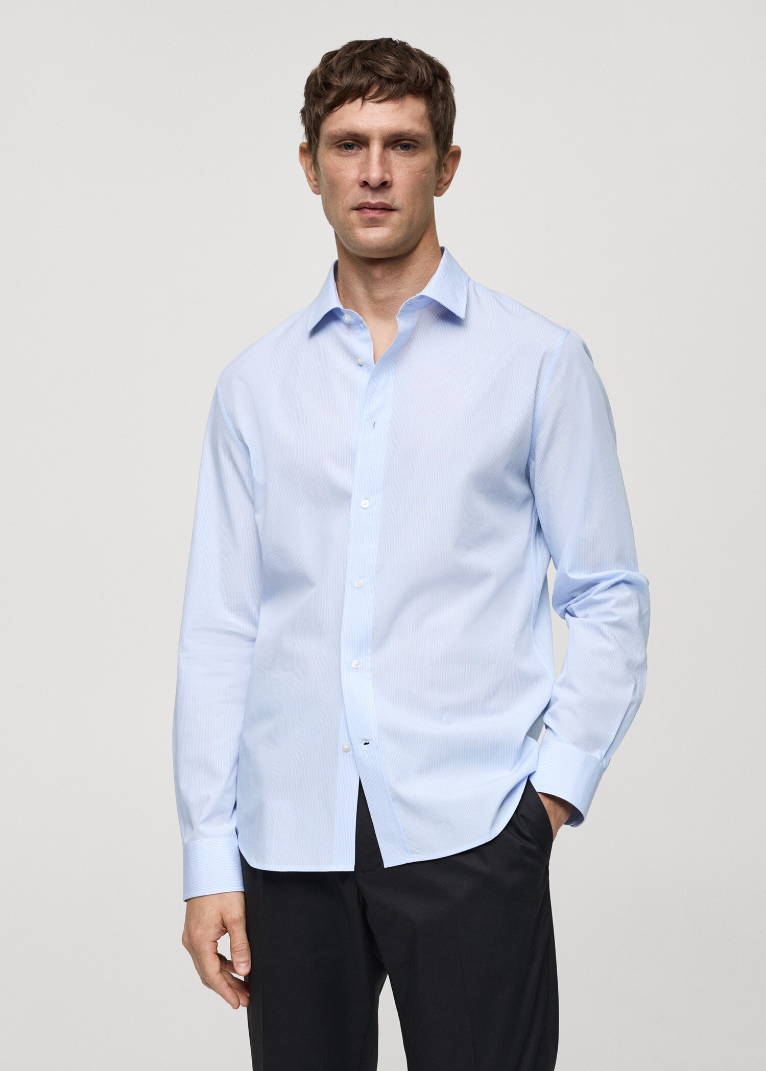 Regular-fit striped 100% cotton shirt