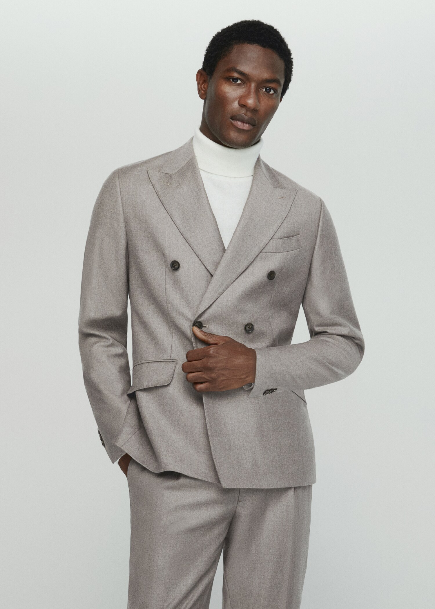 Virgin wool double-breasted suit jacket