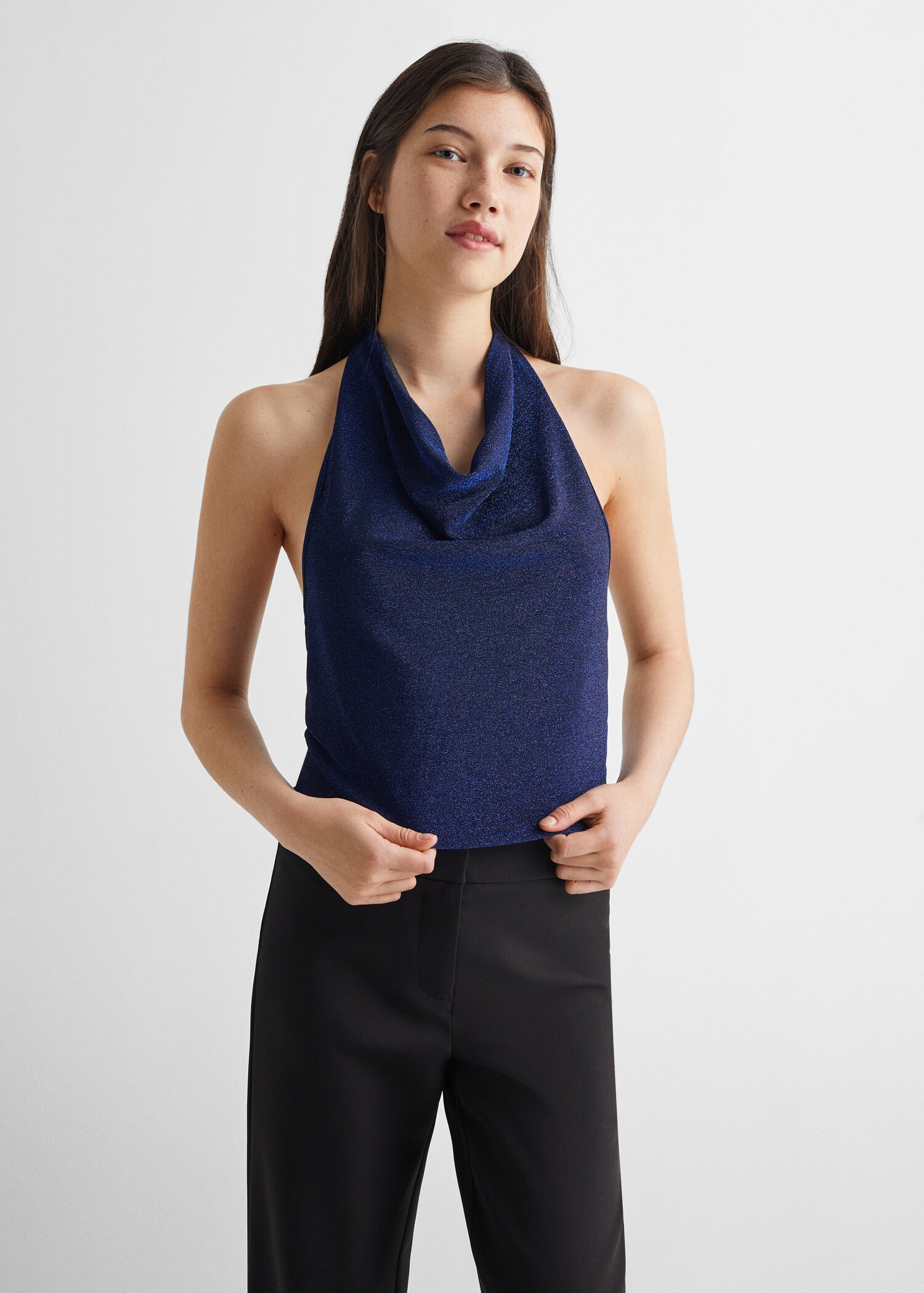 Metallic halter top