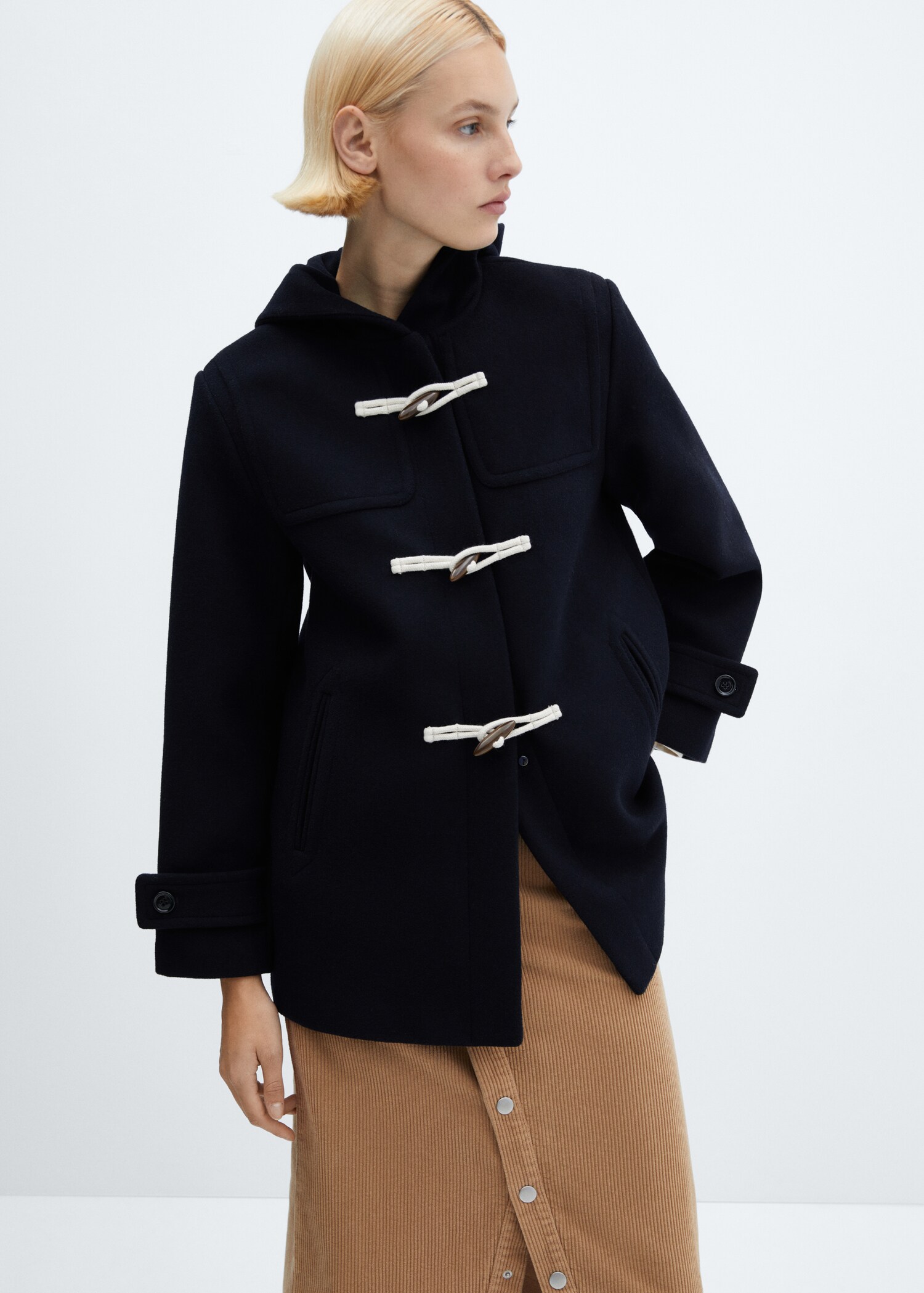 Hooded wool coat
