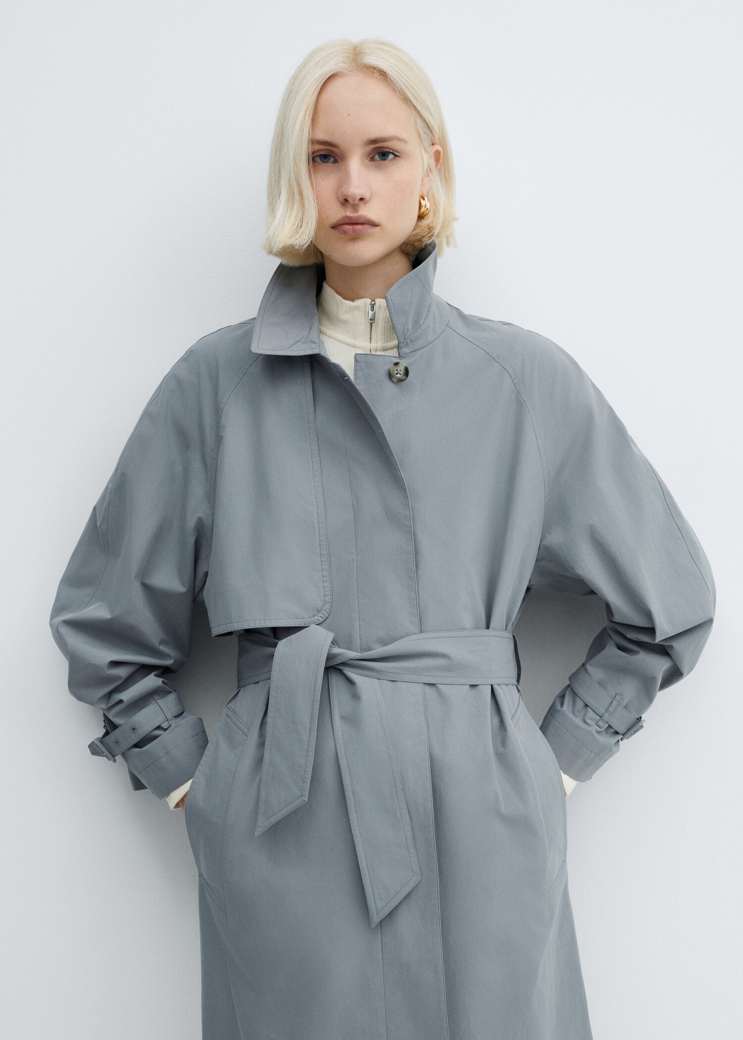 Cotton trench coat with belt