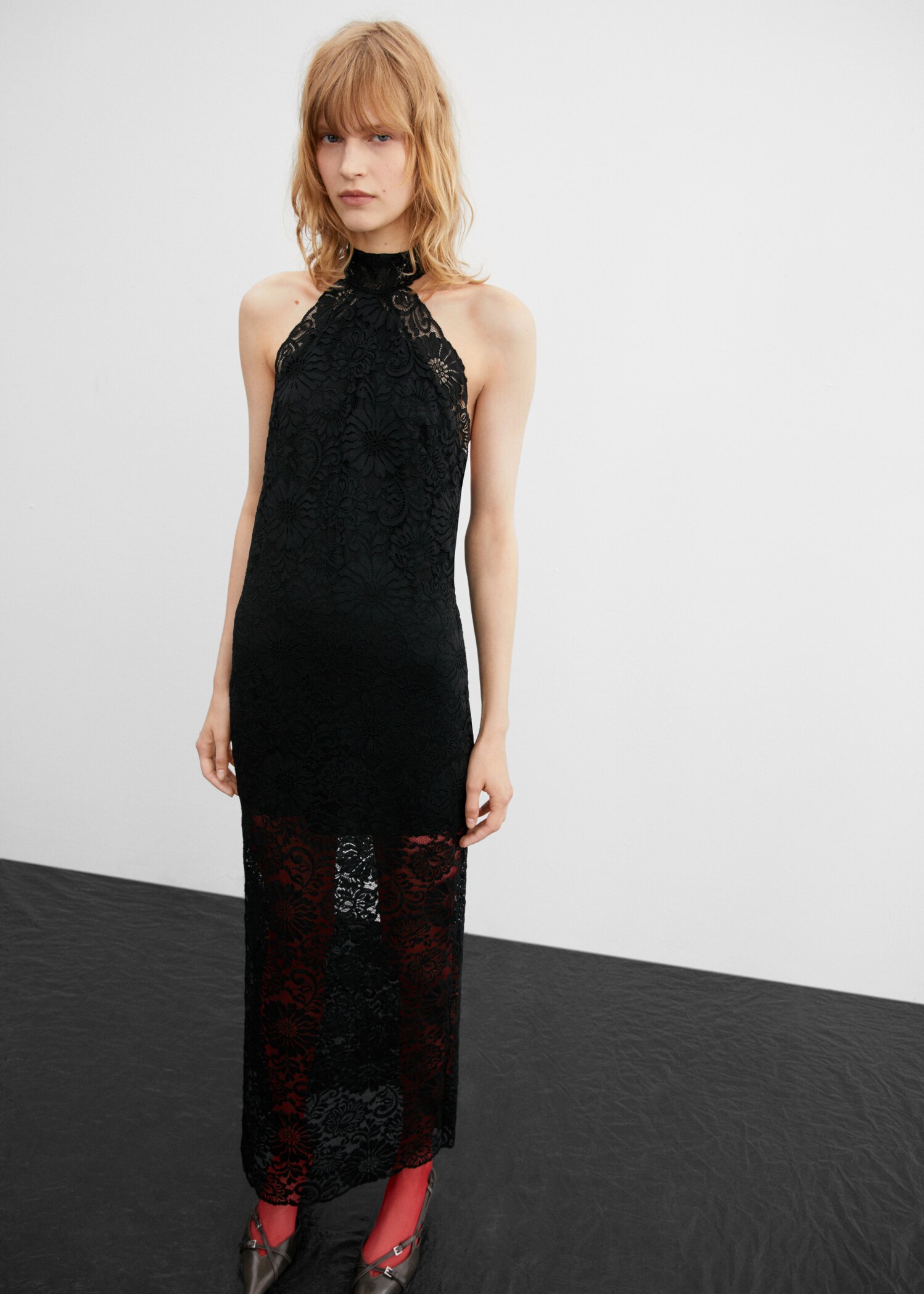 Halter-neck lace dress