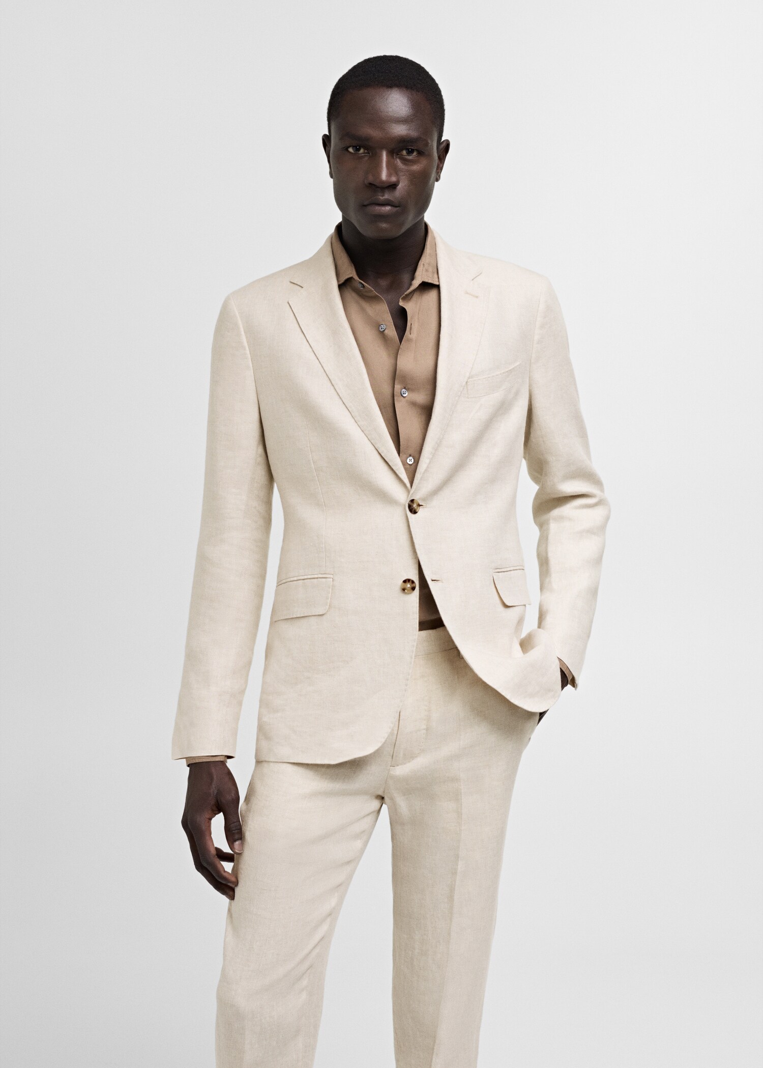 100% linen slim-fit suit jacket
