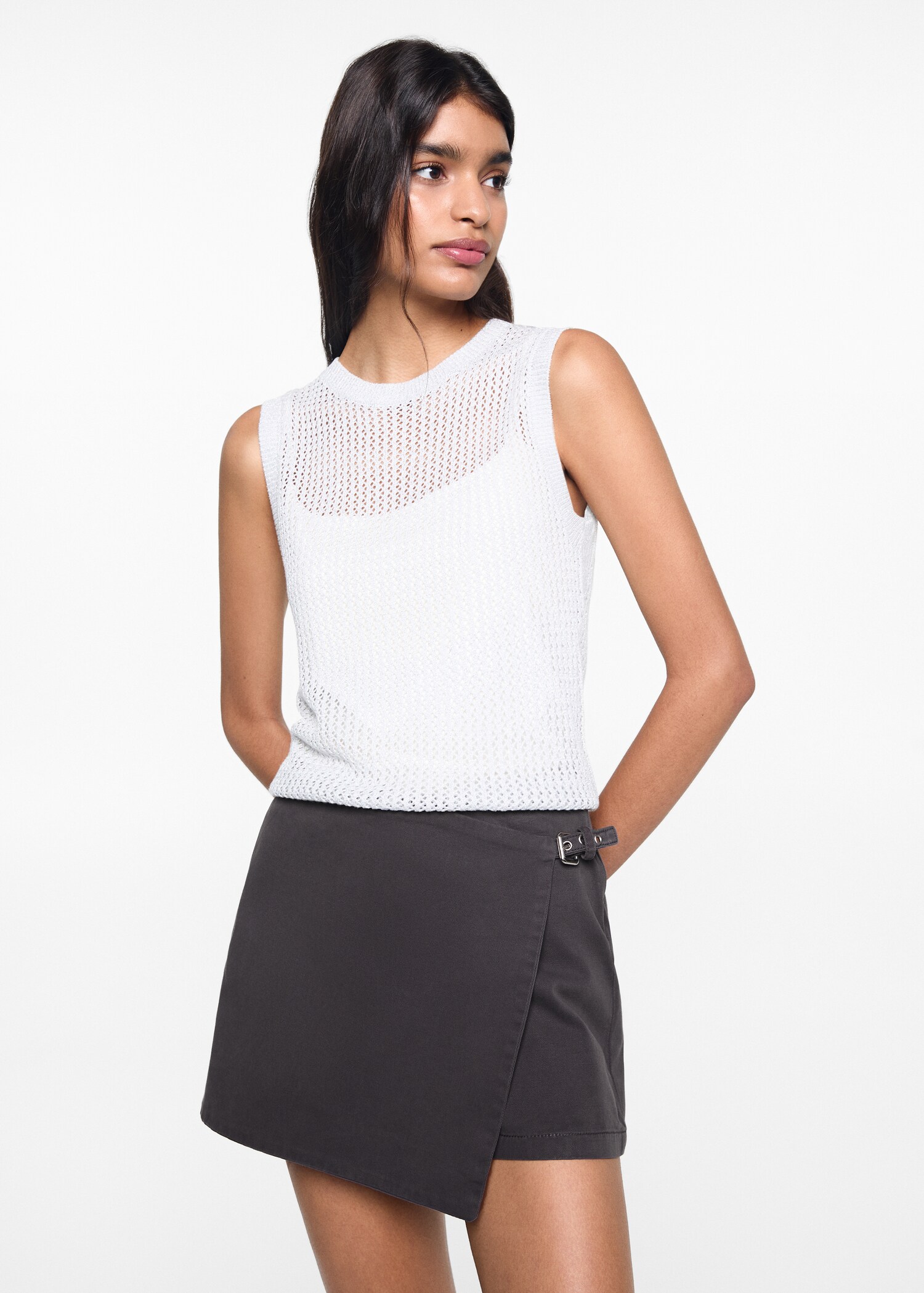 Buckled skirt pants