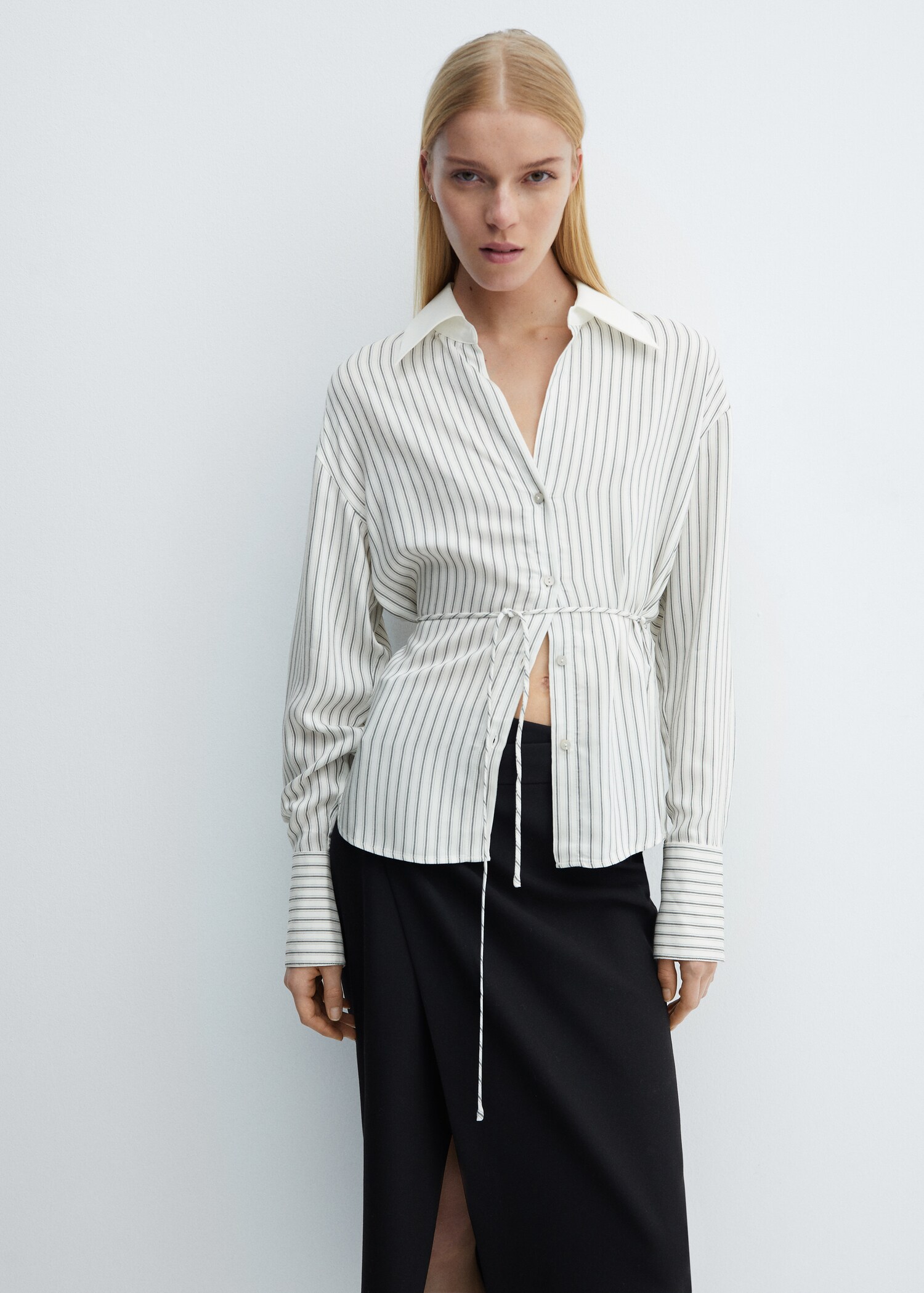 Striped bow blouse