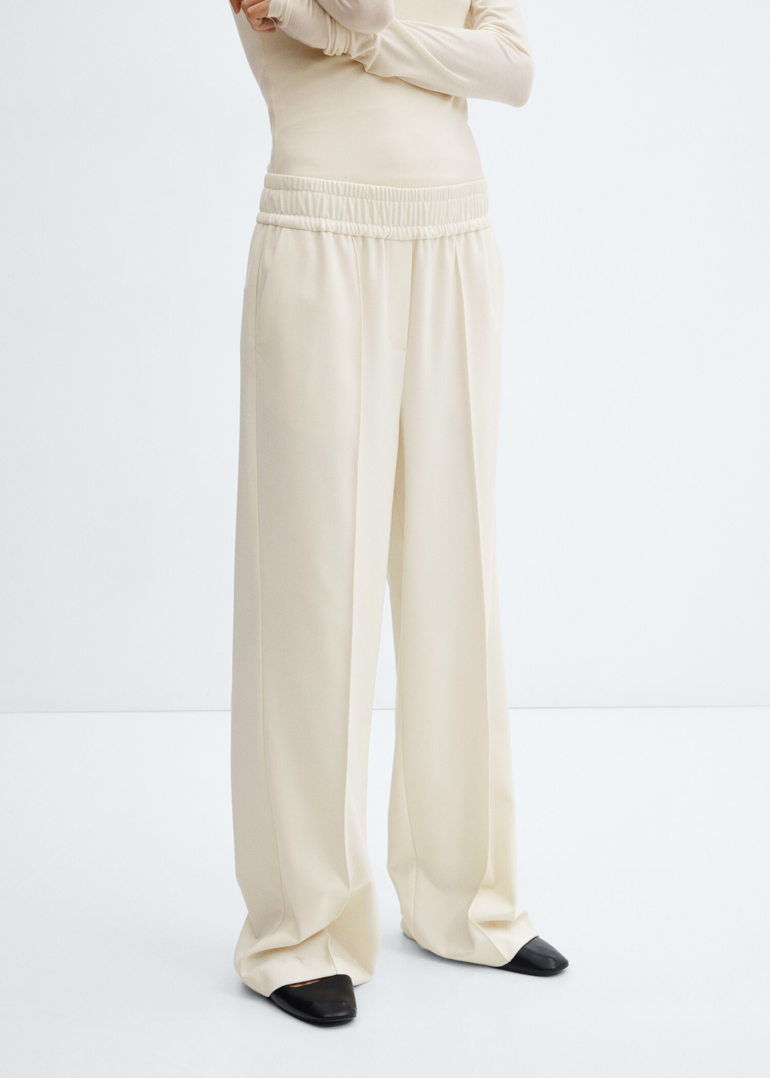 Wide leg pants with elastic waist