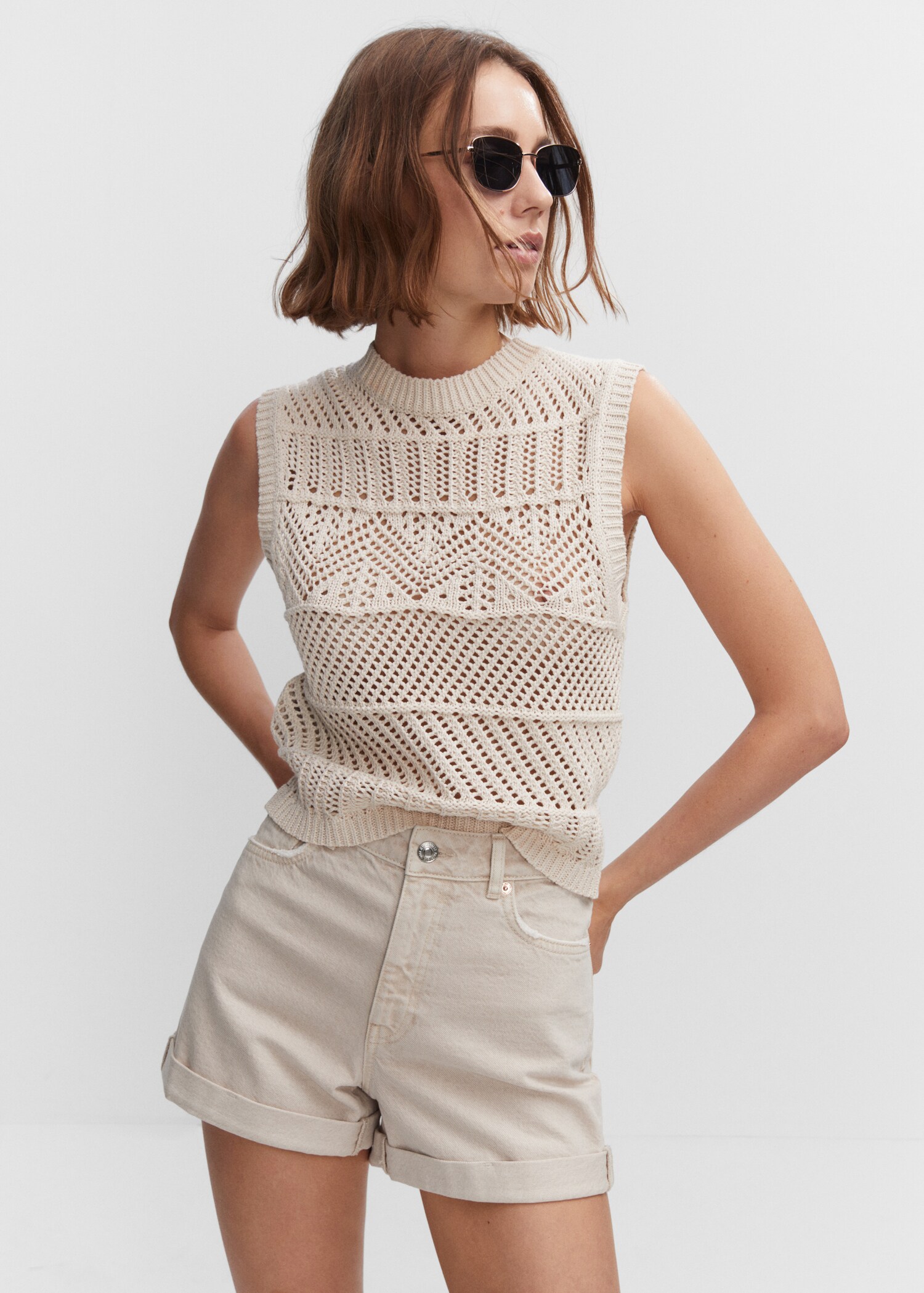 Mom-fit denim shorts