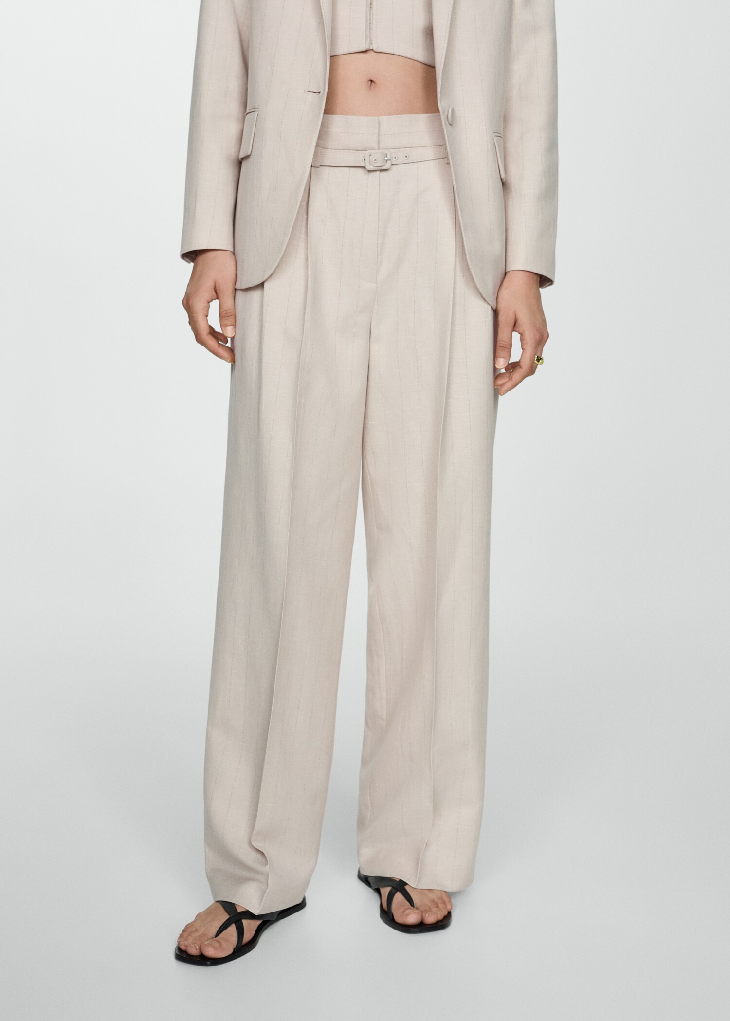Suit pants with belt clips