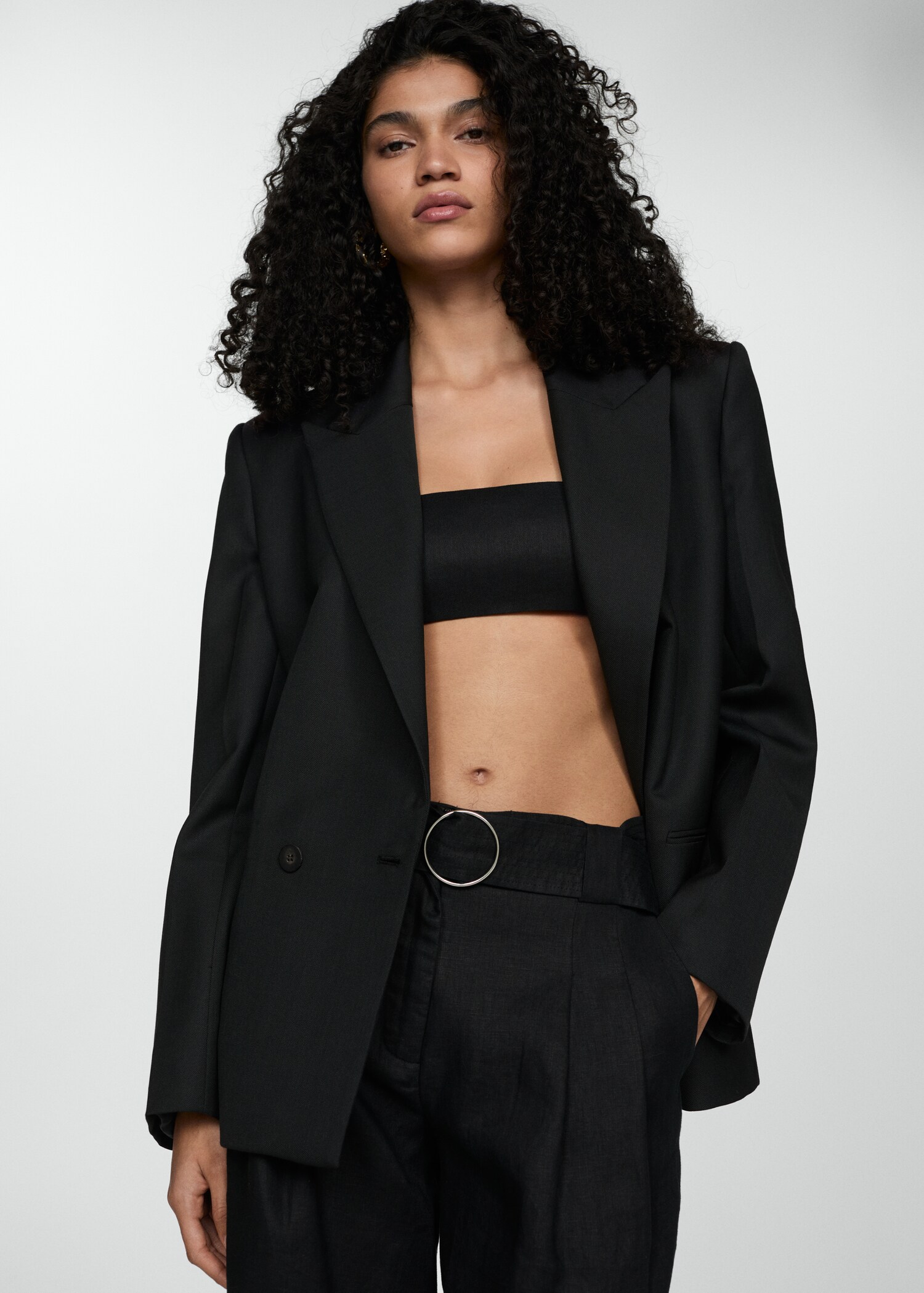 Belt linen-blend Bermuda shorts