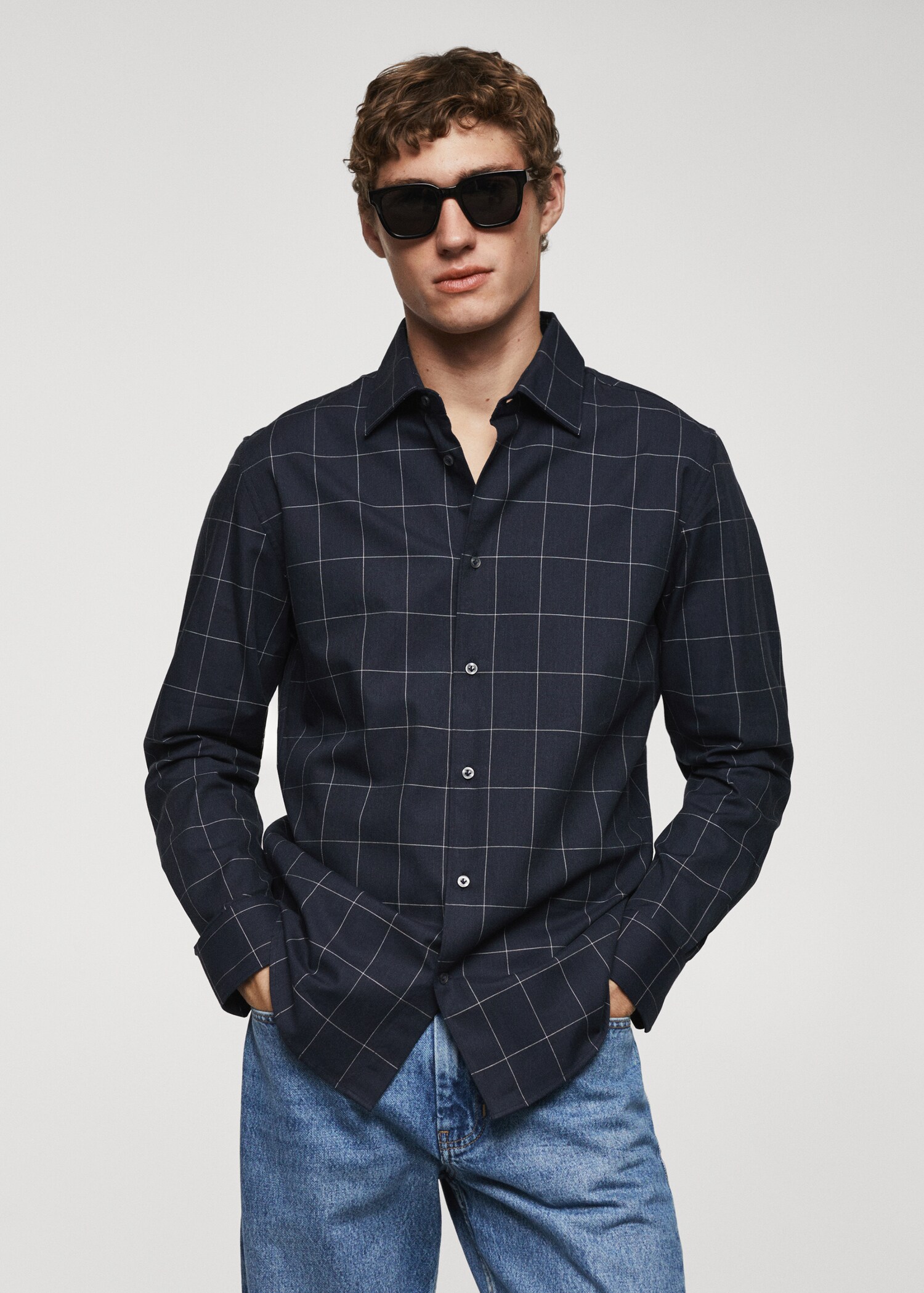 Check flannel cotton shirt
