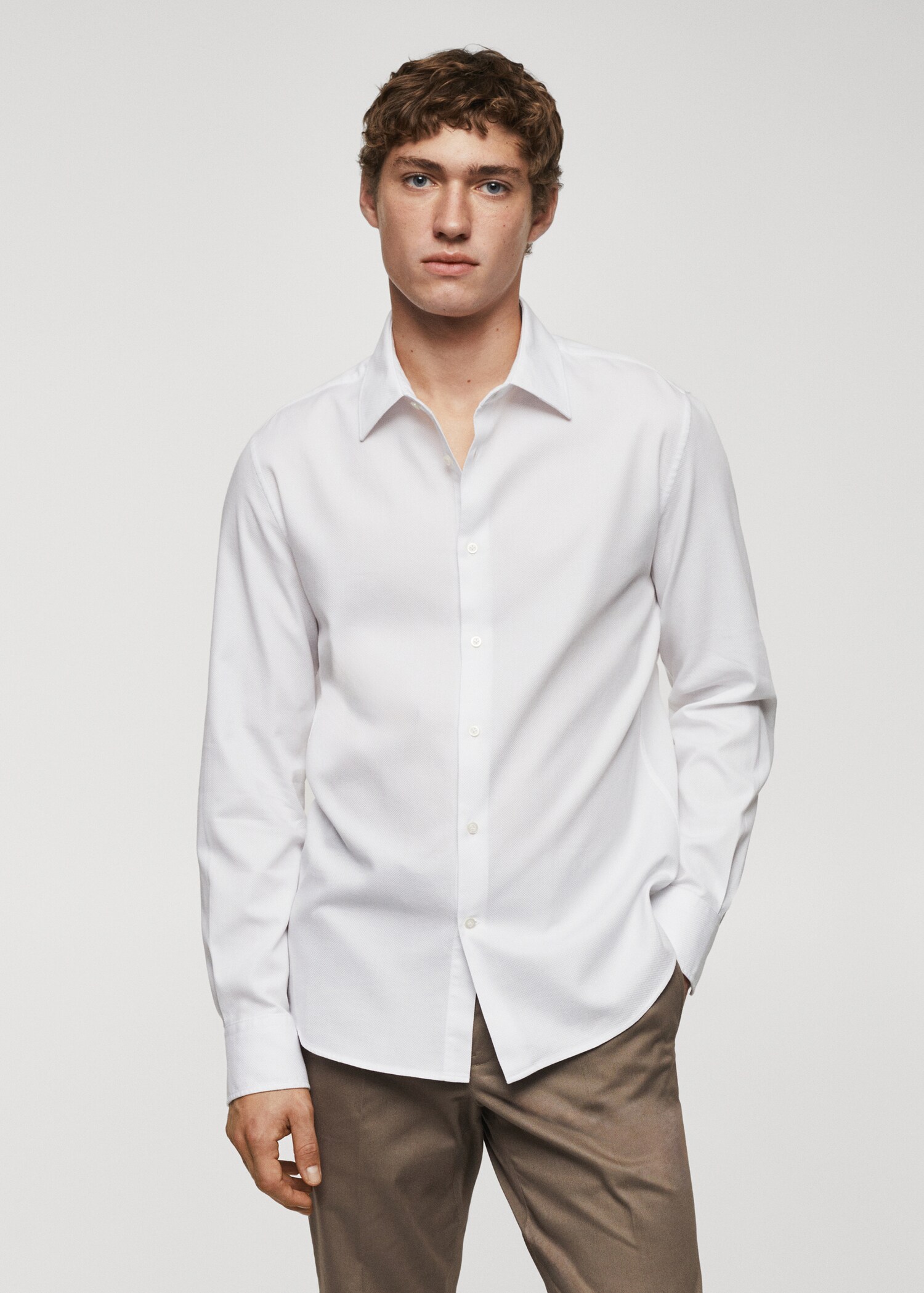 Slim-fit cotton structured shirt