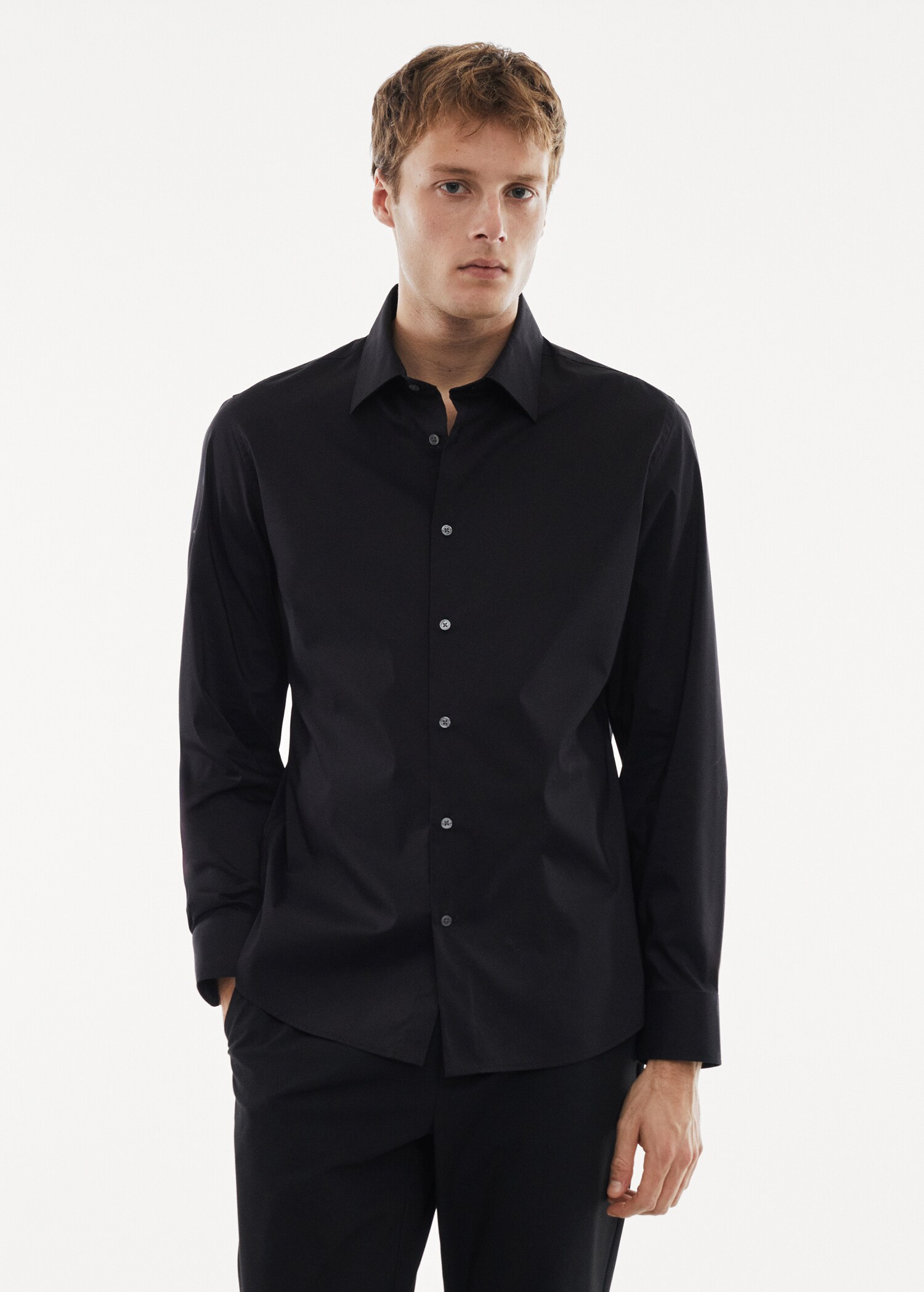 Regular-fit stretch cotton shirt