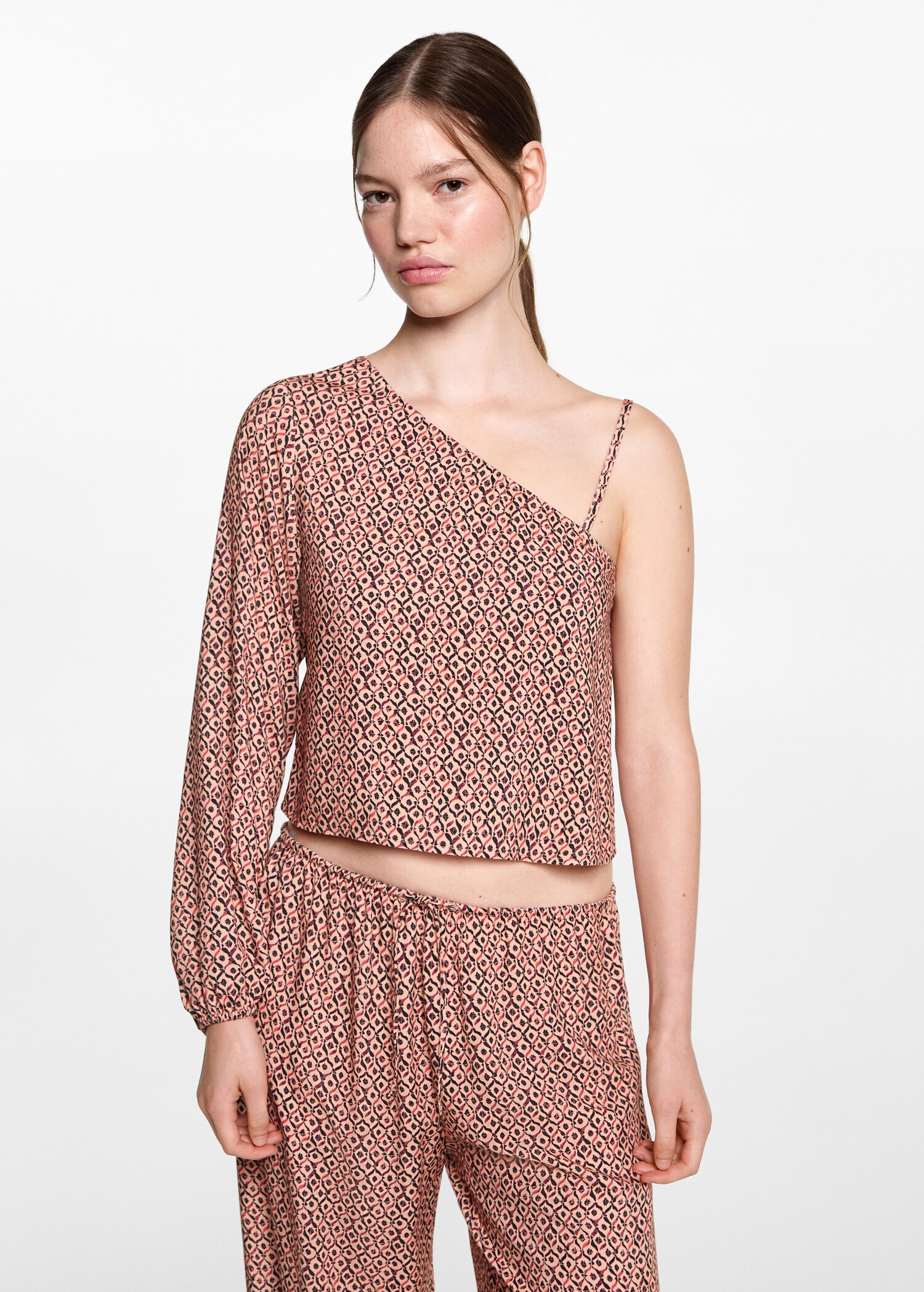 Asymmetrical printed blouse