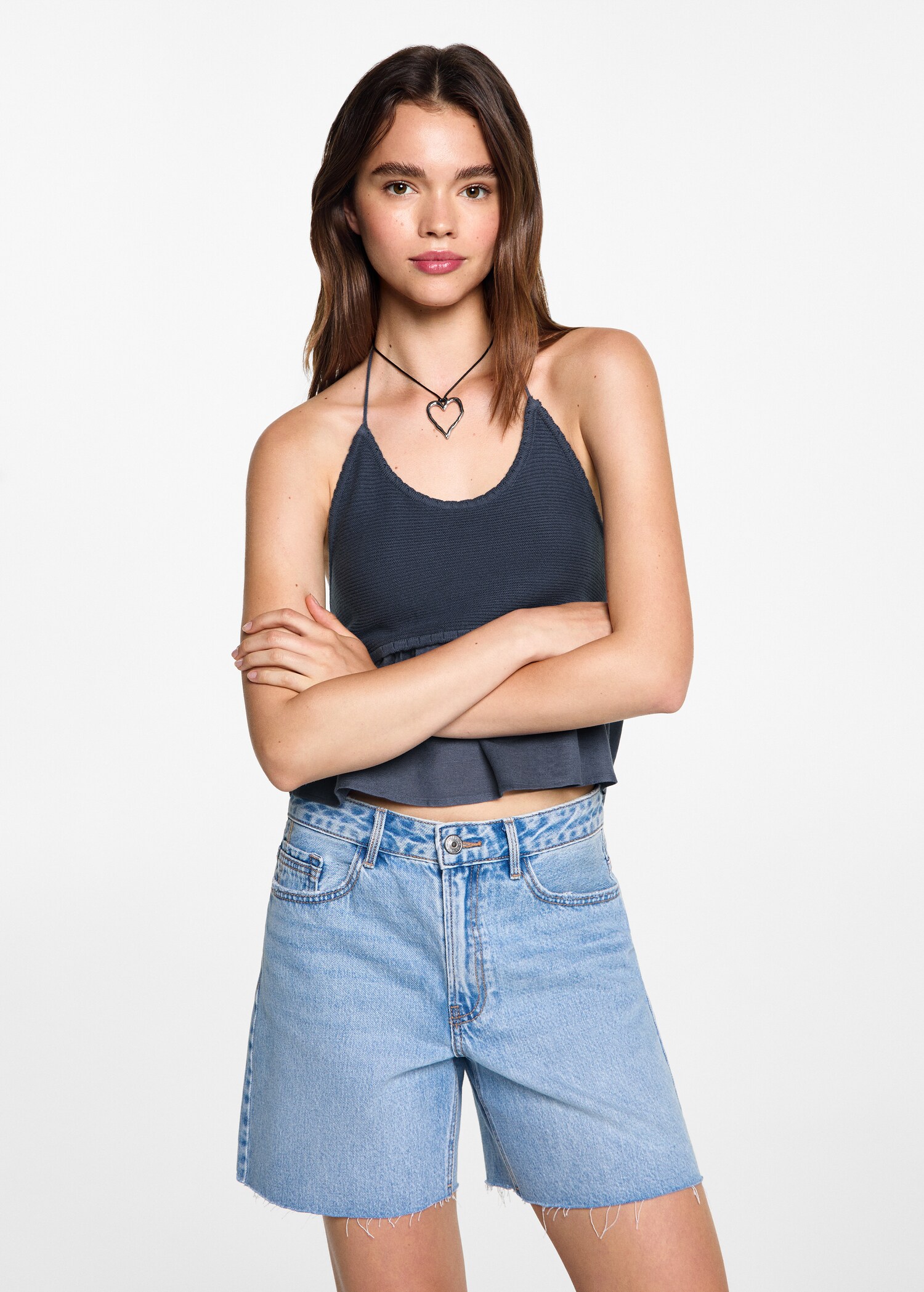Embroidered panel top