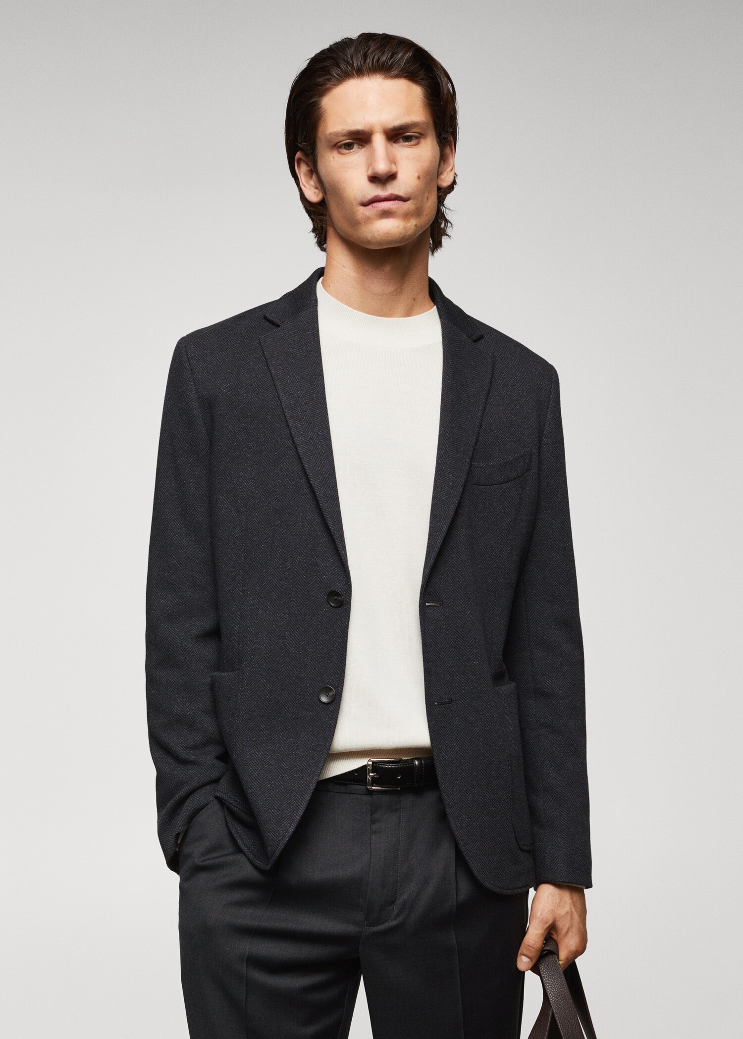 Herringbone slim-fit jacket