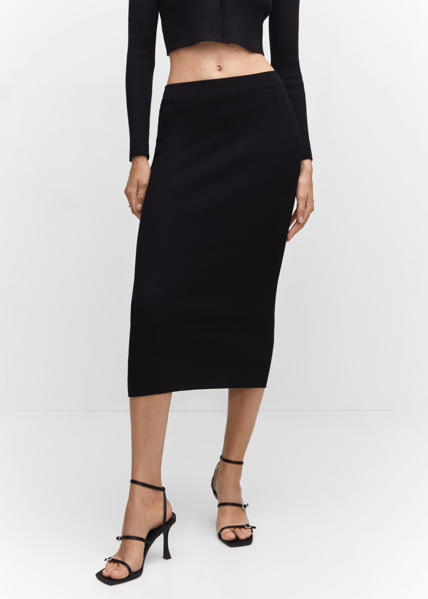 Ribbed midi skirt